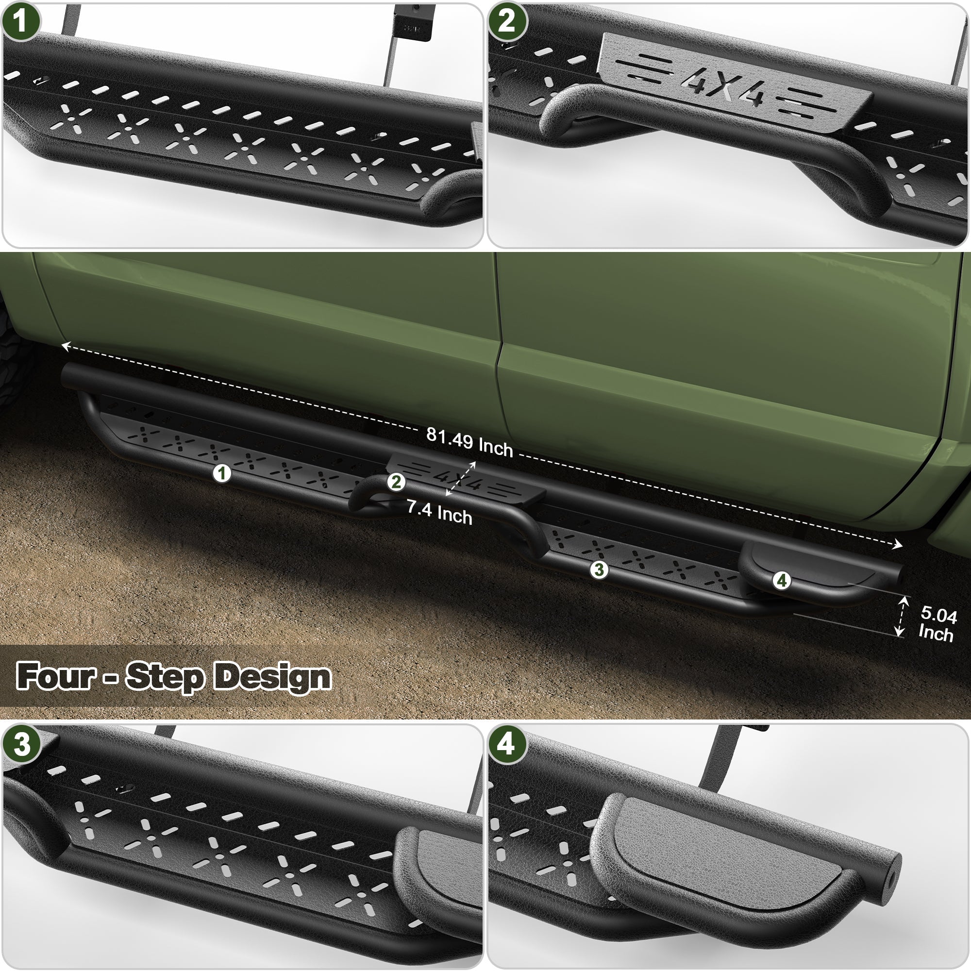 04-25 Titan Running Boards Side Steps Fits for 2004-2025 Nissan Titan & Titan XD 4-Door - nadiaauto