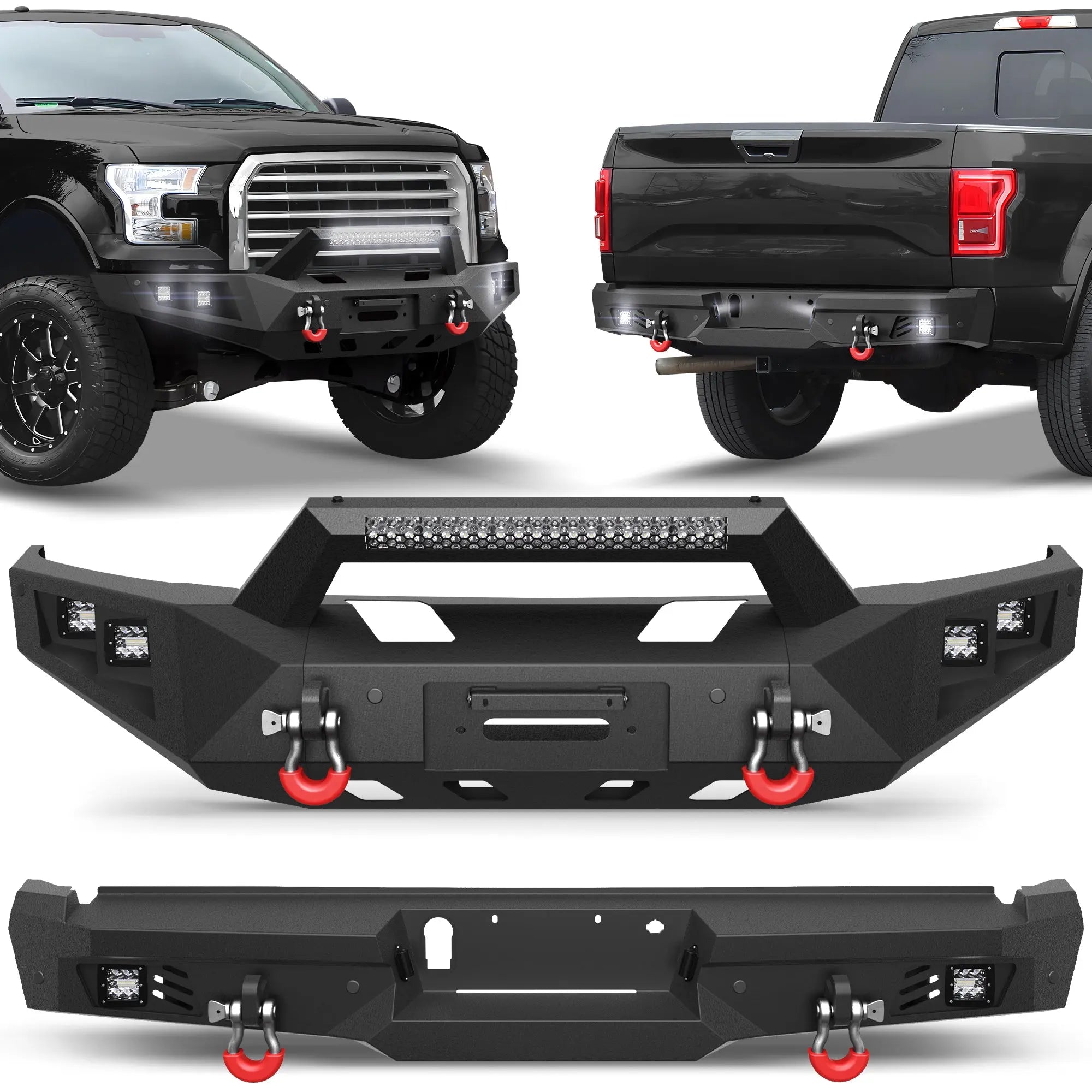 Longsun F150 Front and Rear Bumper for 2015 2016 2017 Ford F150 (Excluding Raptor and Ecoboost)