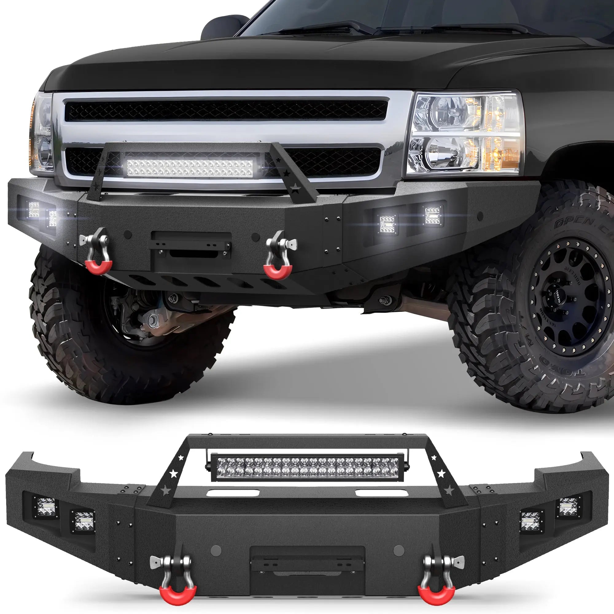 Longsun Silverado 1500 Front Bumper for 2007 2008 2009 2010 2011 2012 2013 Chevy Silverado 1500 Pickup