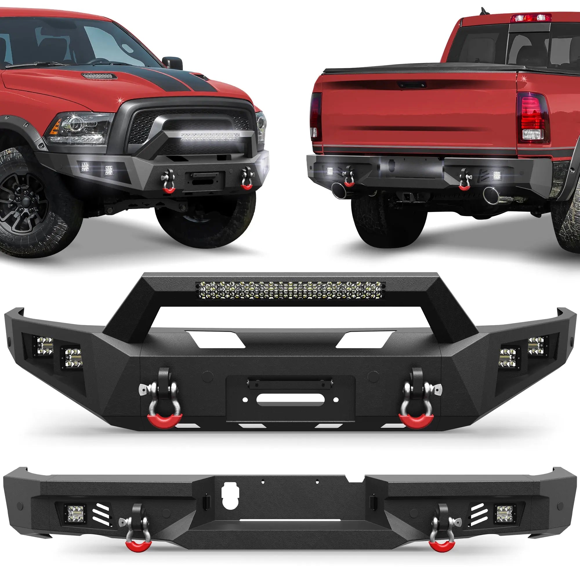 Longsun Ram 1500 Rebel Front and Rear Bumper Set for 2015-2018 Ram 1500 Rebel Only