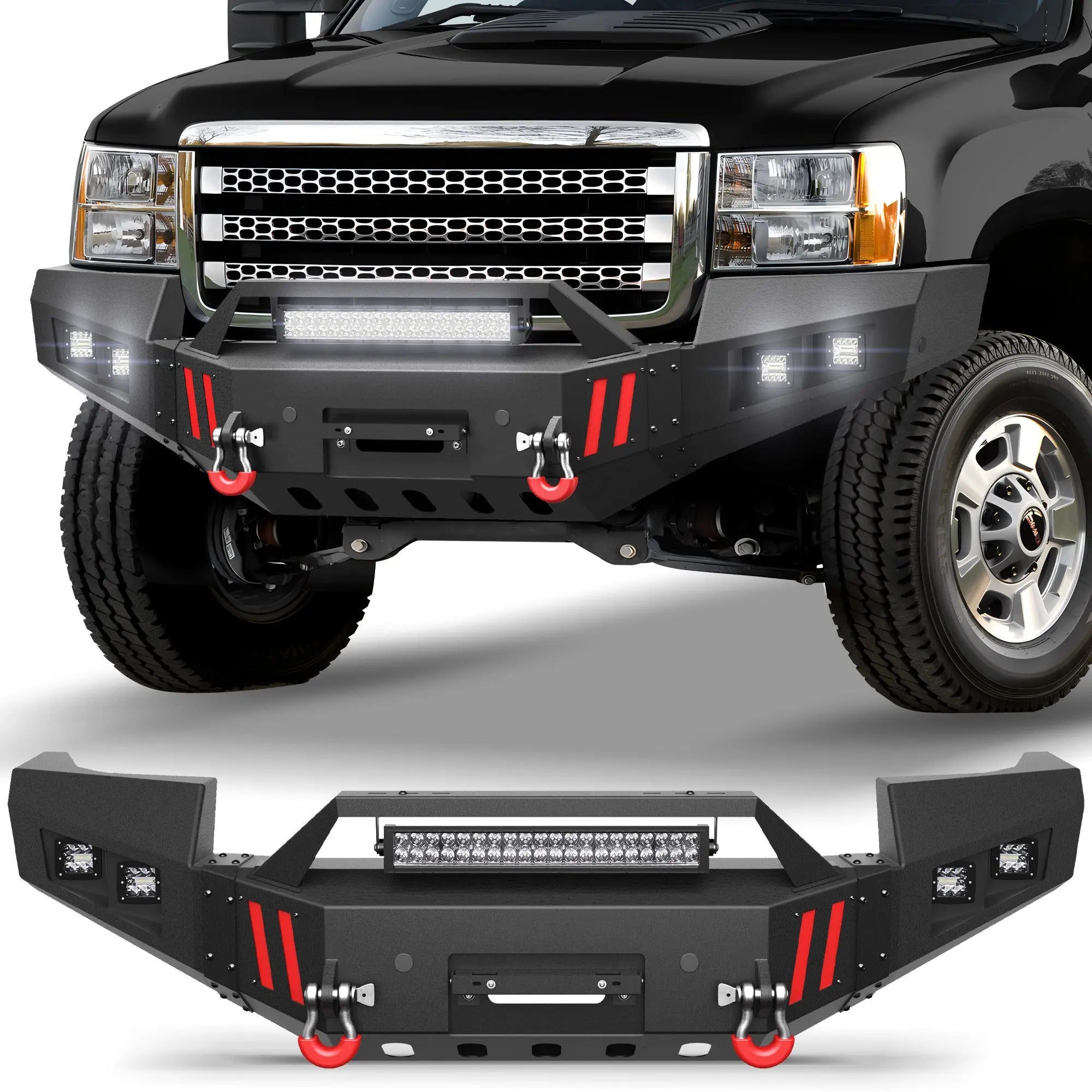 Longsun Sierra 2500 Front Bumper for GMC Sierra 2500/3500 HD 2011 2012 2013 2014 with Winch Plate