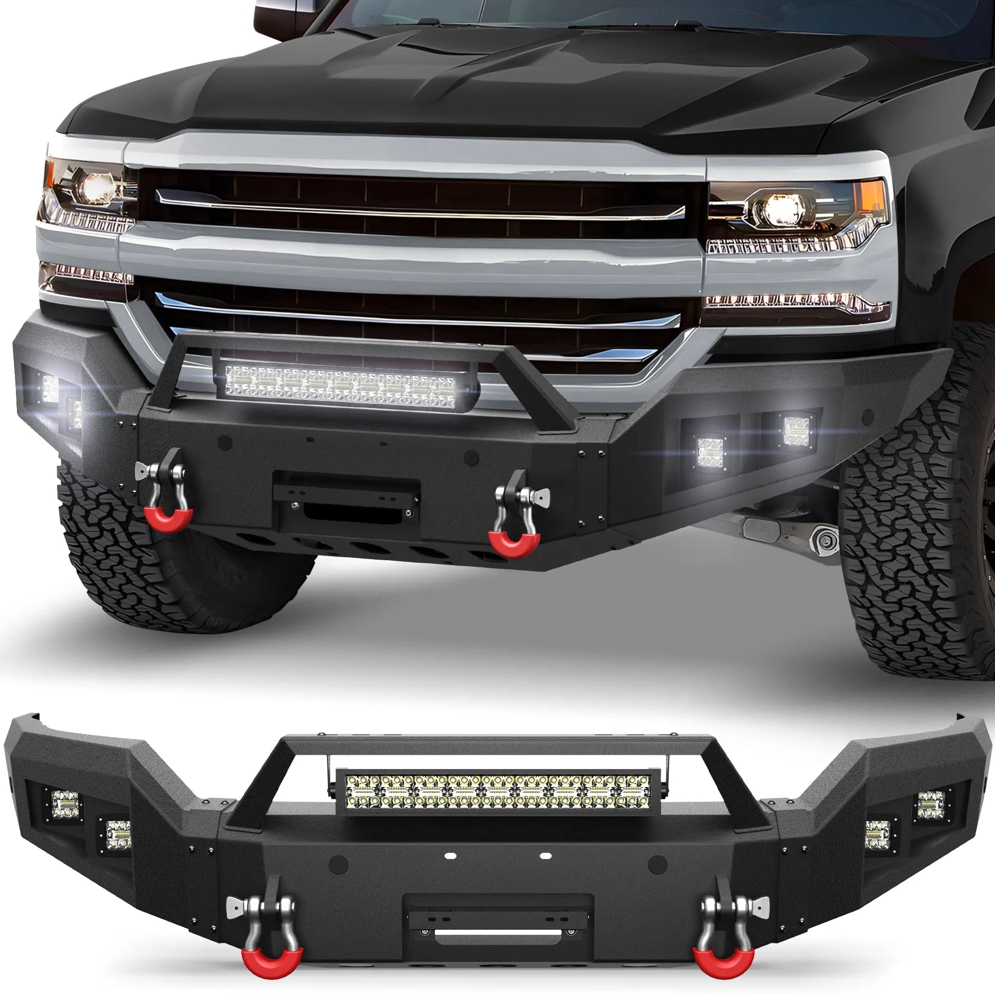 Longsun 2016 2017 2018 Silverado 1500 Front Bumper for Chevrolet Silverado 1500 w/Winch Plate