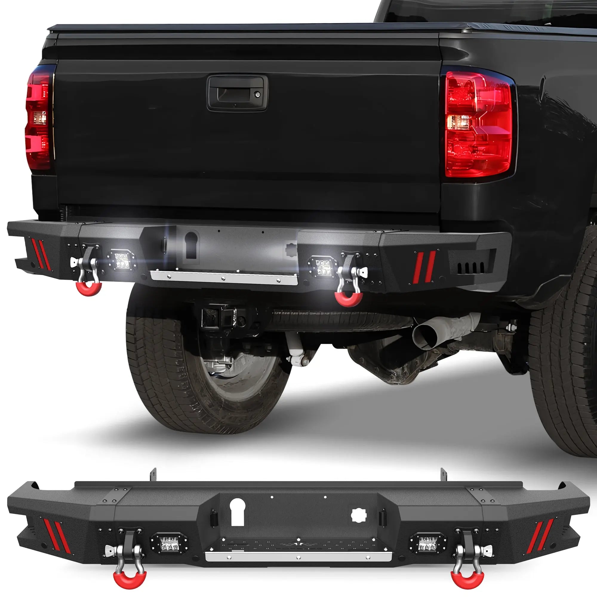 Longsun 2015-2019 Chevy Silverado/ GMC Sierra 2500 Bumper with Winch Plate & Bright LED Lights