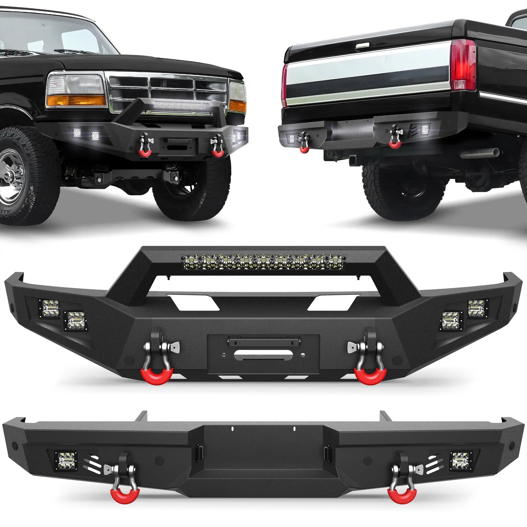 Longsun F150 Front Rear Bumper Set for 1992-1997 Ford F150 F250 F350