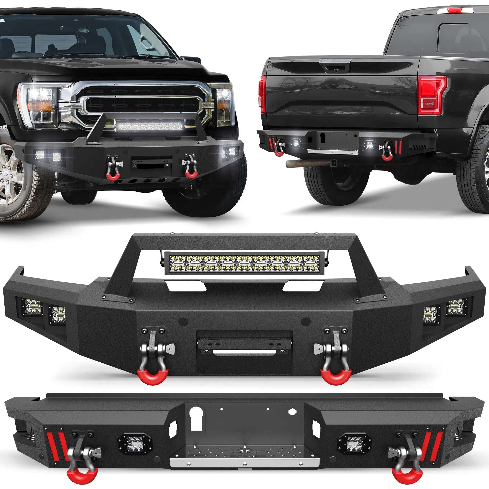 Longsun 2021-2024 Ford F150 Bumper Set w/ Winch Plate - Excludes Lighting EV & Raptor
