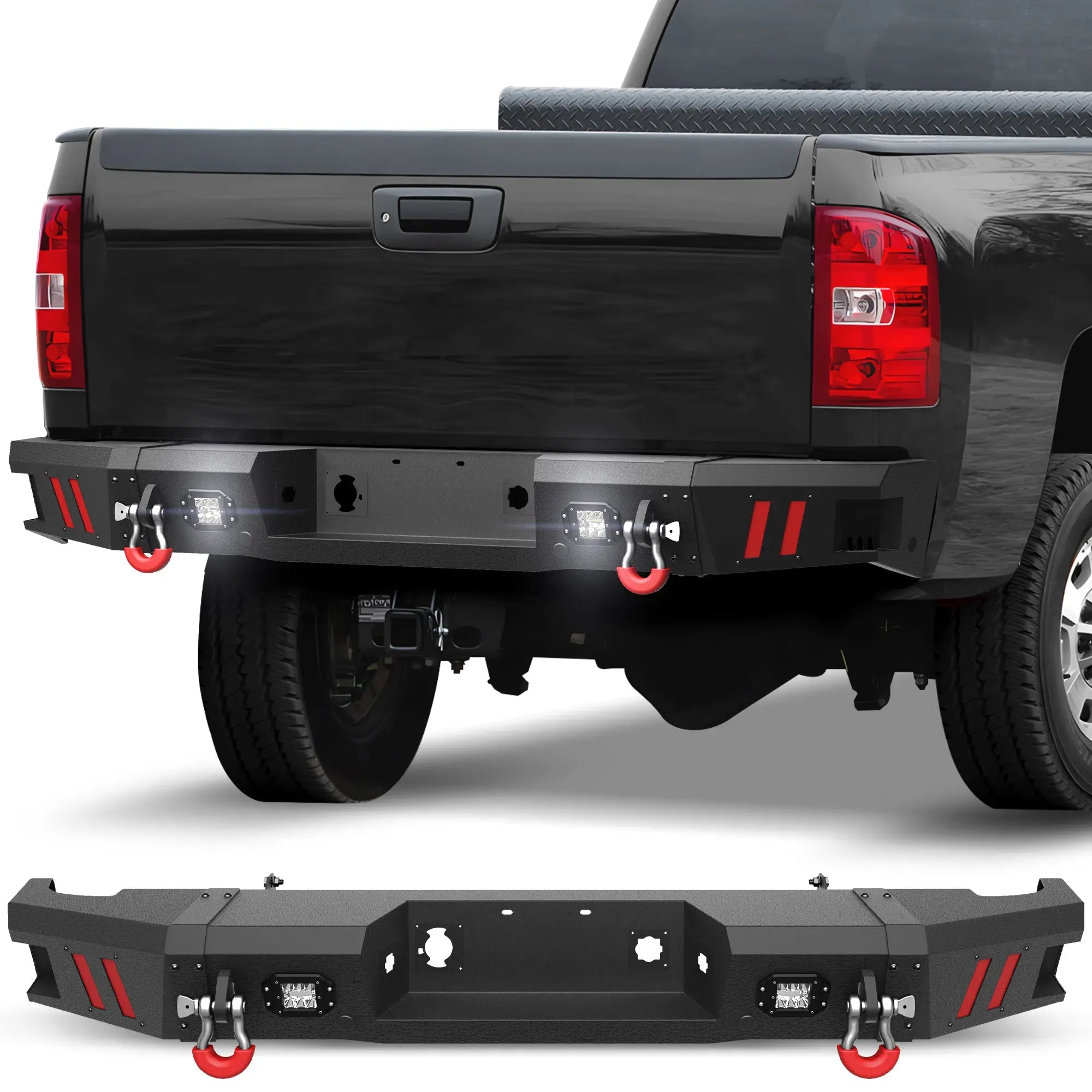Longsun Sierra 2500/3500 HD Rear Bumper for 2011 2012 2013 2014 Chevy Silverado/GMC Sierra 2500/3500 HD