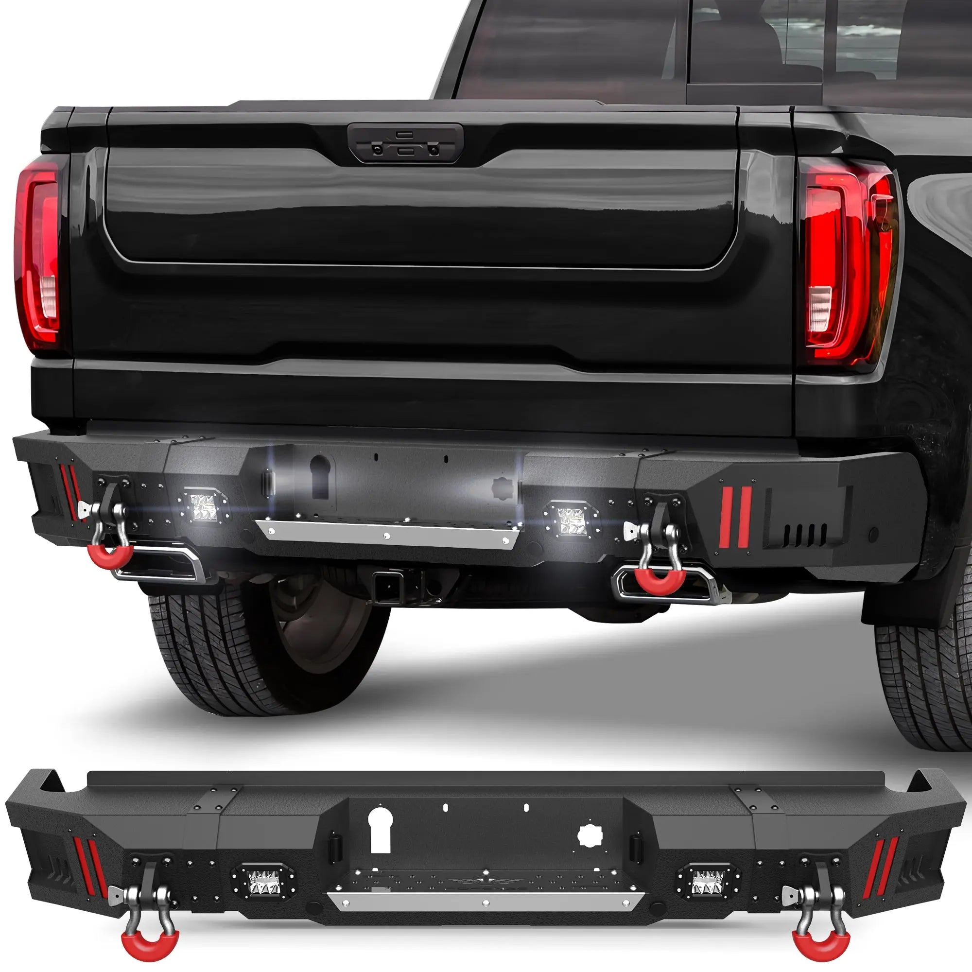 Longsun Silverado/Sierra 1500 Rear Bumper for 2019-2025 Chevy Silverado 1500/GMC Sierra 1500