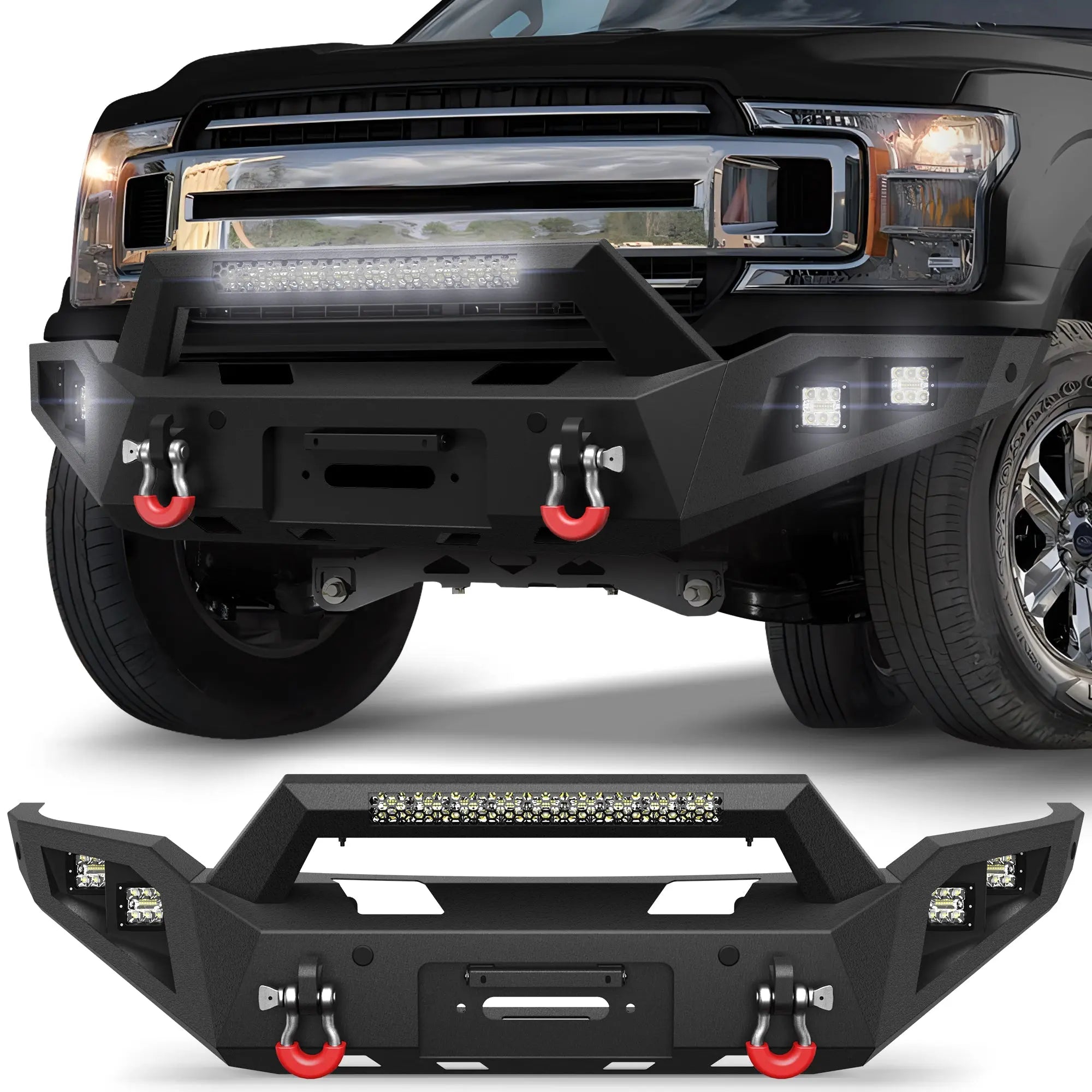 Longsun F150 Front Bumper for 2018 2019 2020 Ford F150 Pickup Trucks (Excluding Raptor)