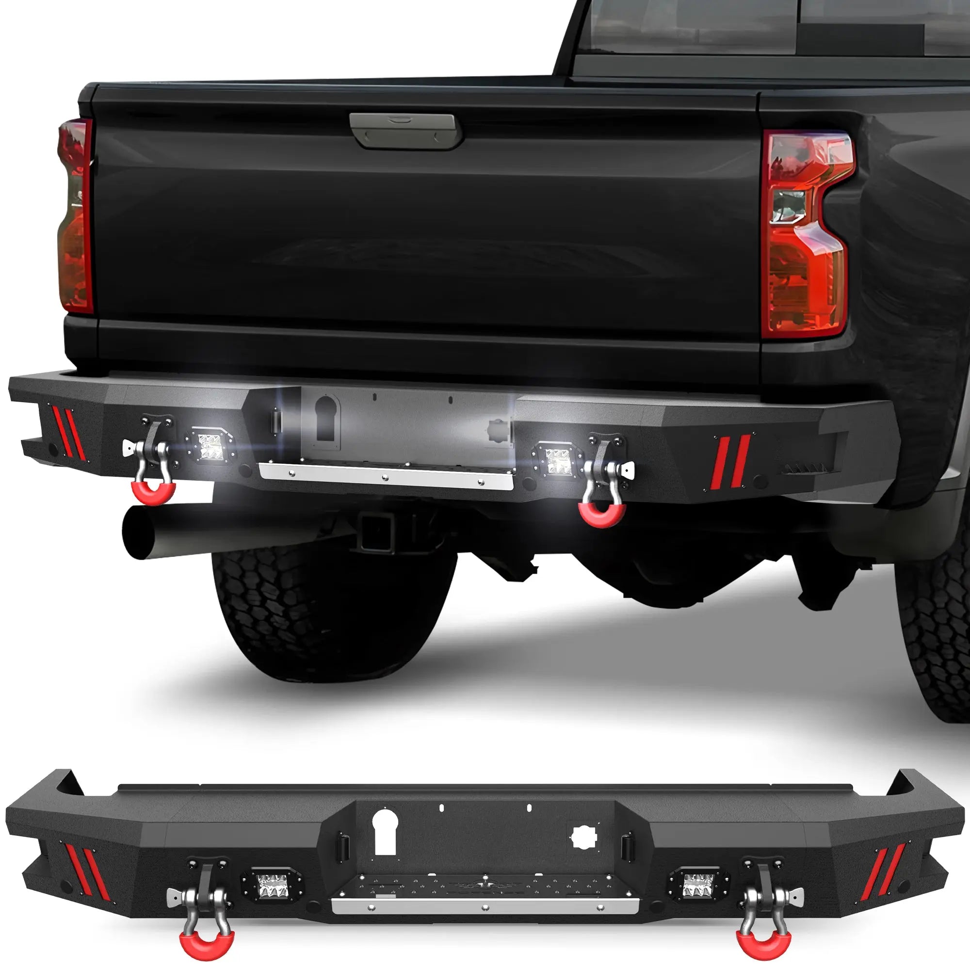 Longsun Rear Bumper for 2020 2021 2022 2023 2024 2025 2026 Chevy Silverado/GMC Sierra 2500/3500 HD
