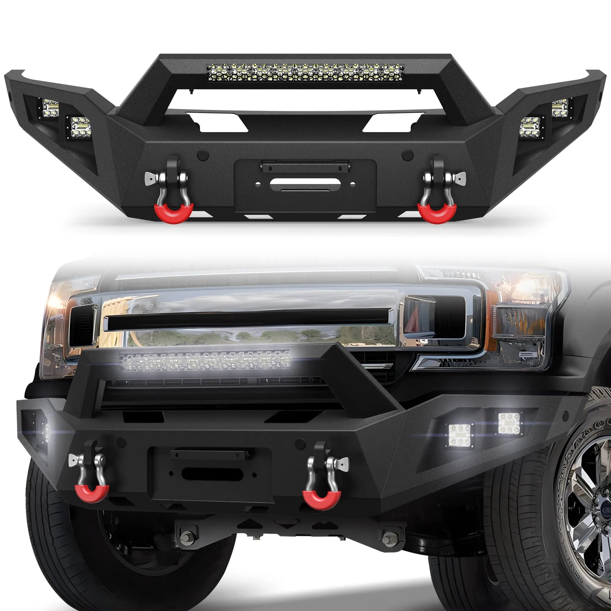 Longsun F150 Front Bumper for 2018 2019 2020 Ford F150 Pickup Trucks (Excluding Raptor)
