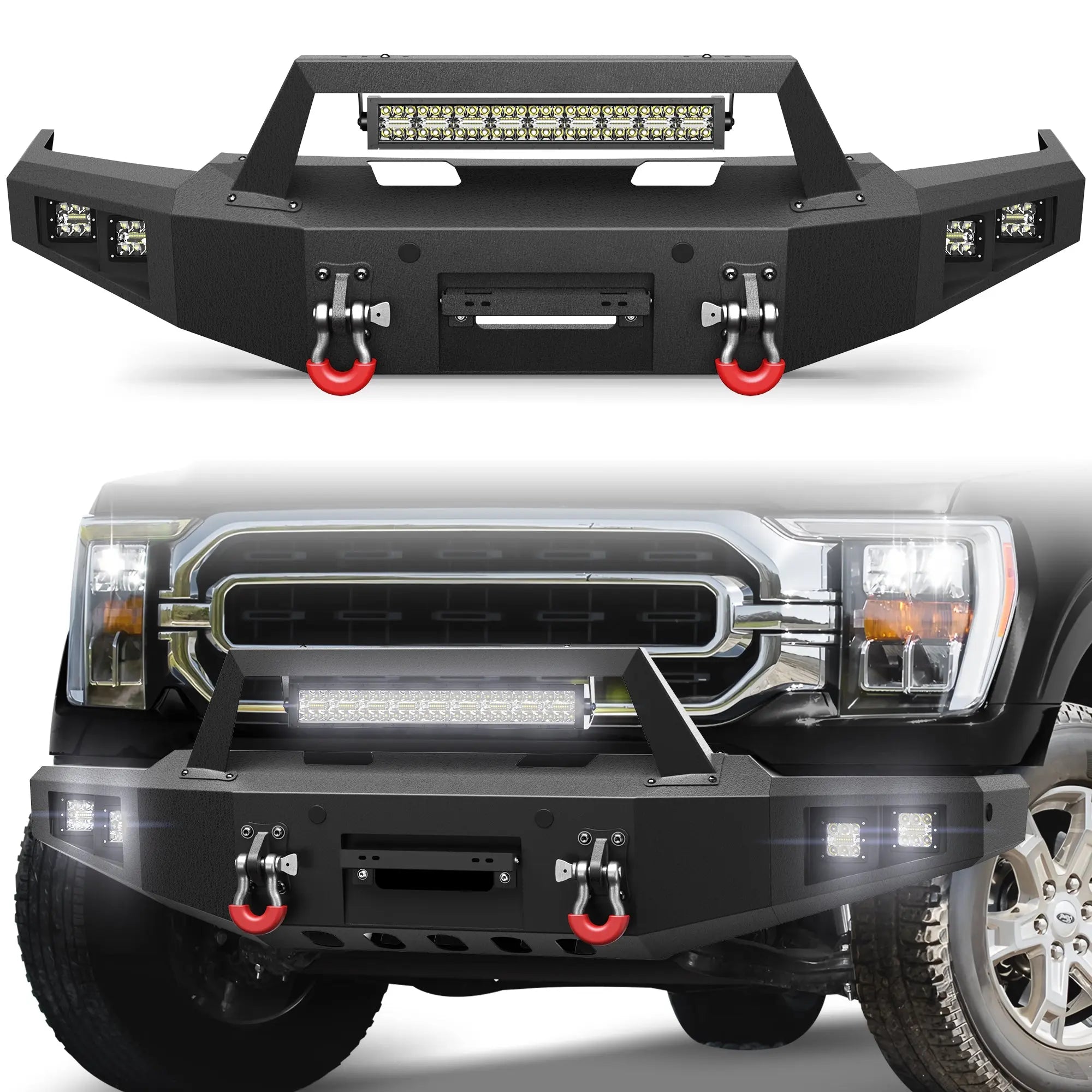 Longsun F150 Front Bumper Fits 2021 2022 2023 2024 Ford F150 w/Winch Plate (Excluding Lighting EV & Raptor)
