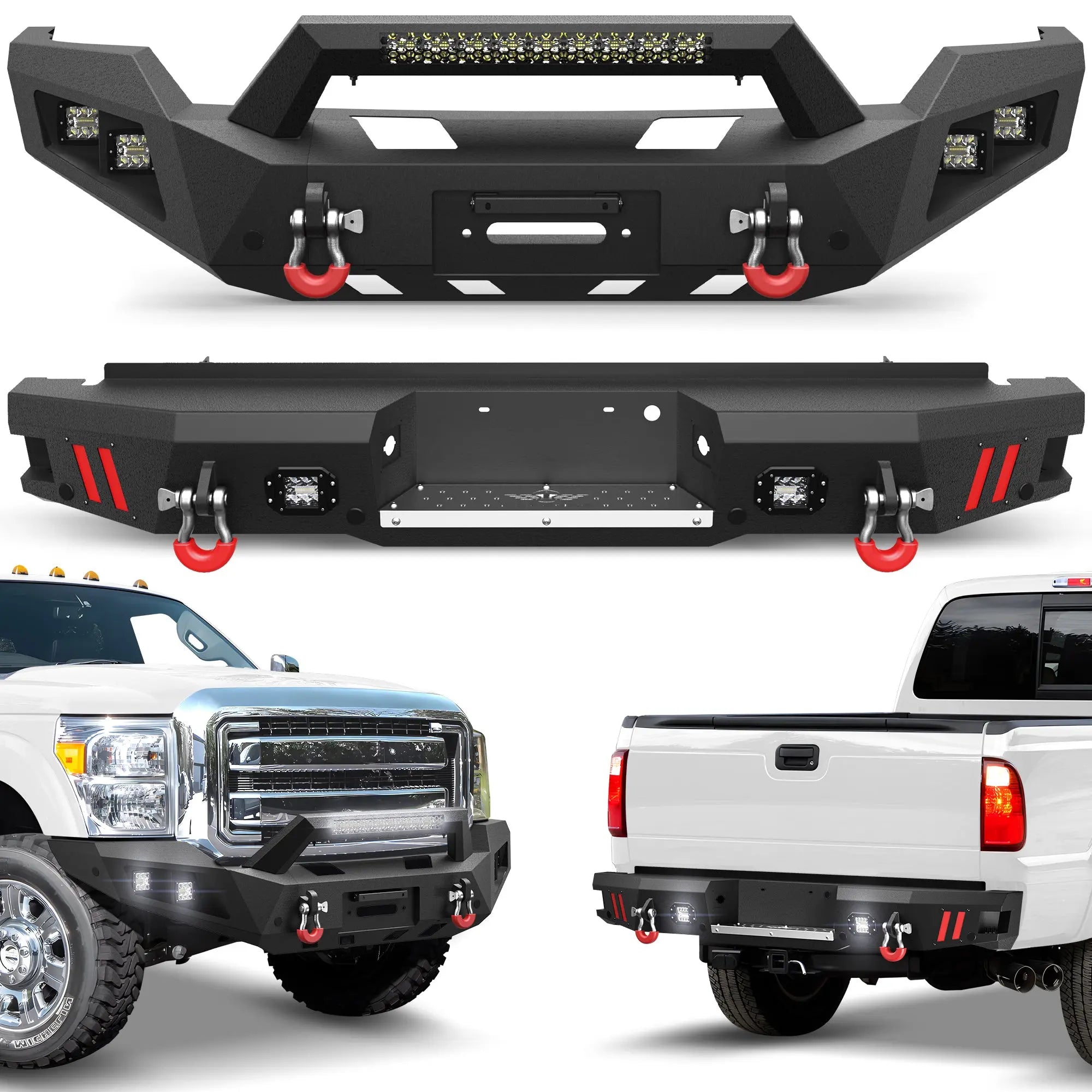 Longsun F250 Front and Rear Bumper Set for 2011-2016 Ford F250/F350/F450 Truck