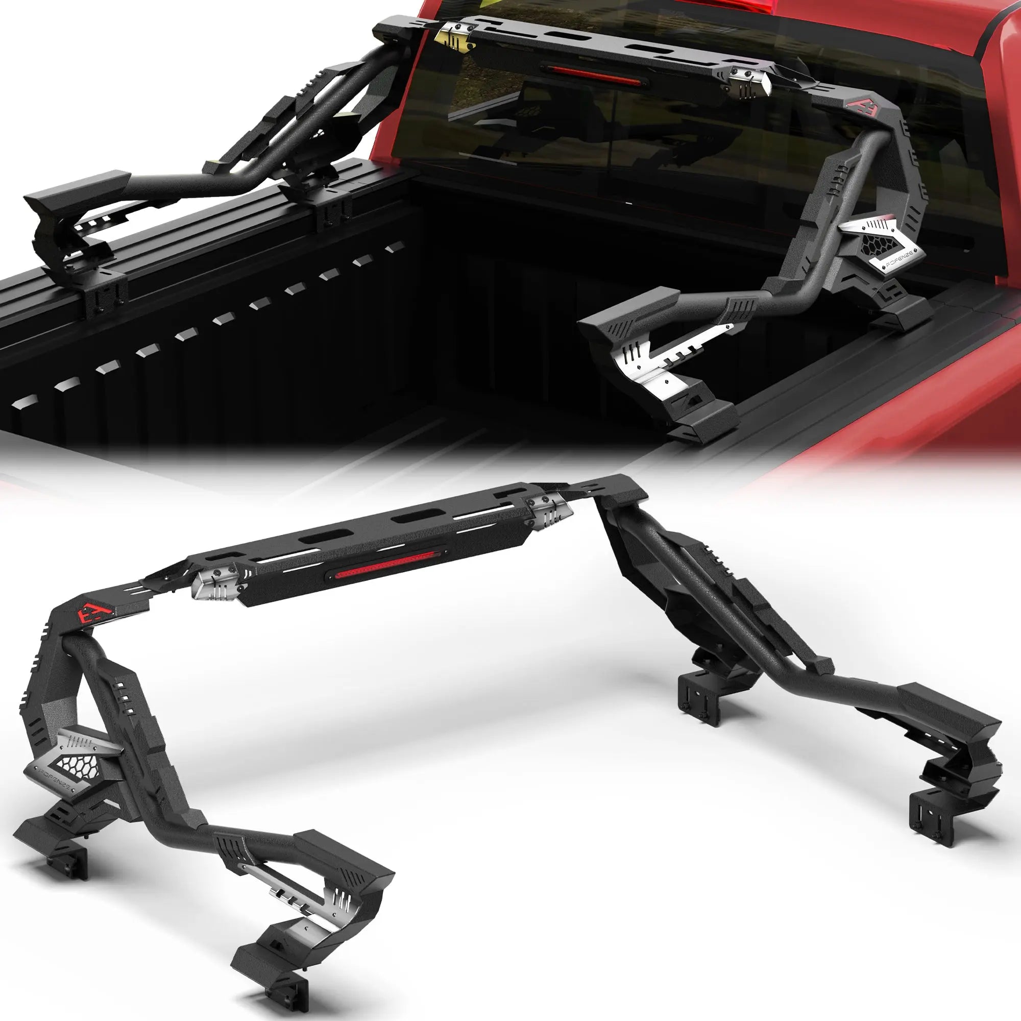 Truck Roll Bar for Full-Size Trucks, Adjustable High Clearance Carbon Steel Truck Bed Rack & Chase Rack Compatible with Ford F-150, F-250, F-350, Chevy Silverado, GMC Sierra, Ram 1500/2500/3500, Toyota Tundra & Nissan Titan