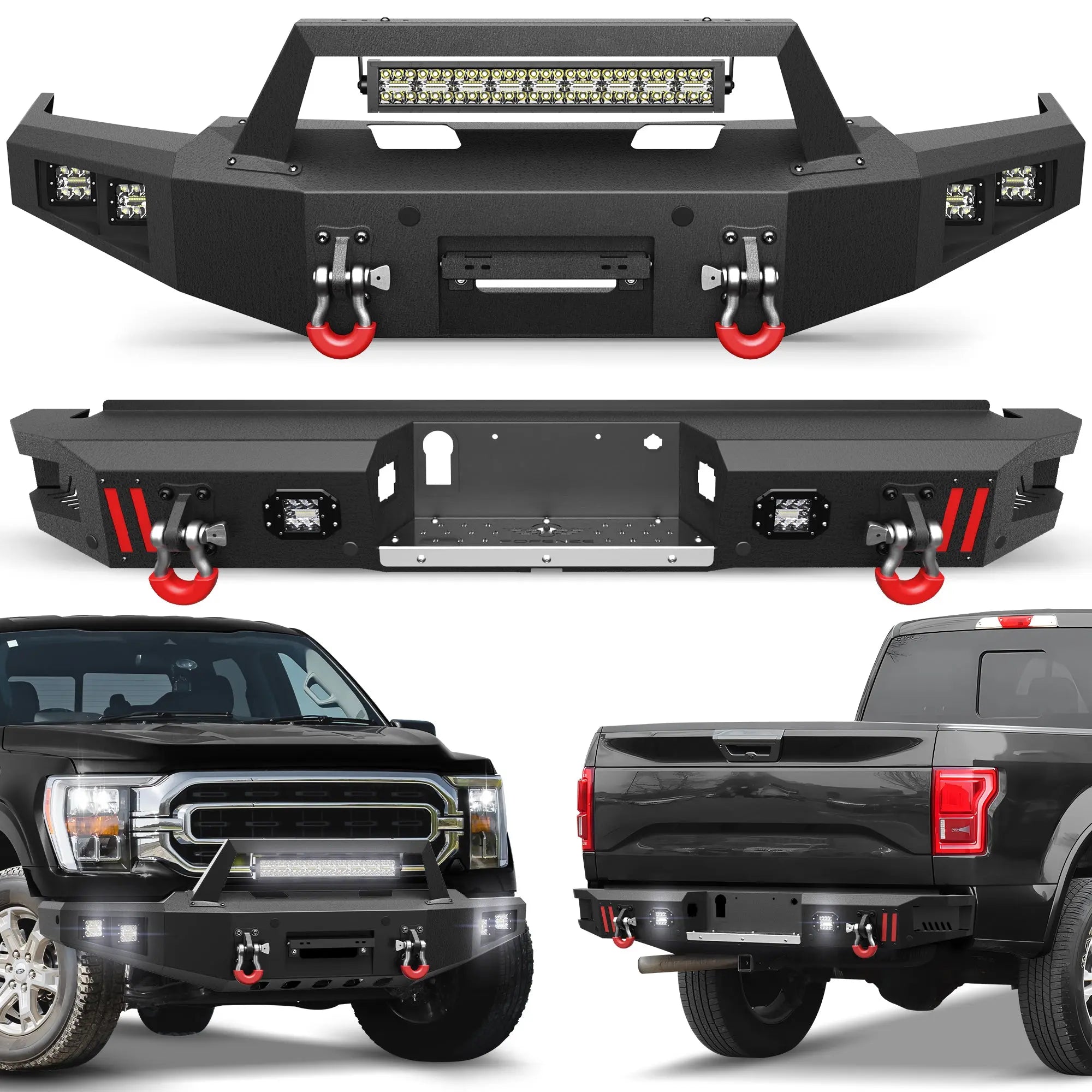 Longsun 2021-2024 Ford F150 Bumper Set w/ Winch Plate - Excludes Lighting EV & Raptor