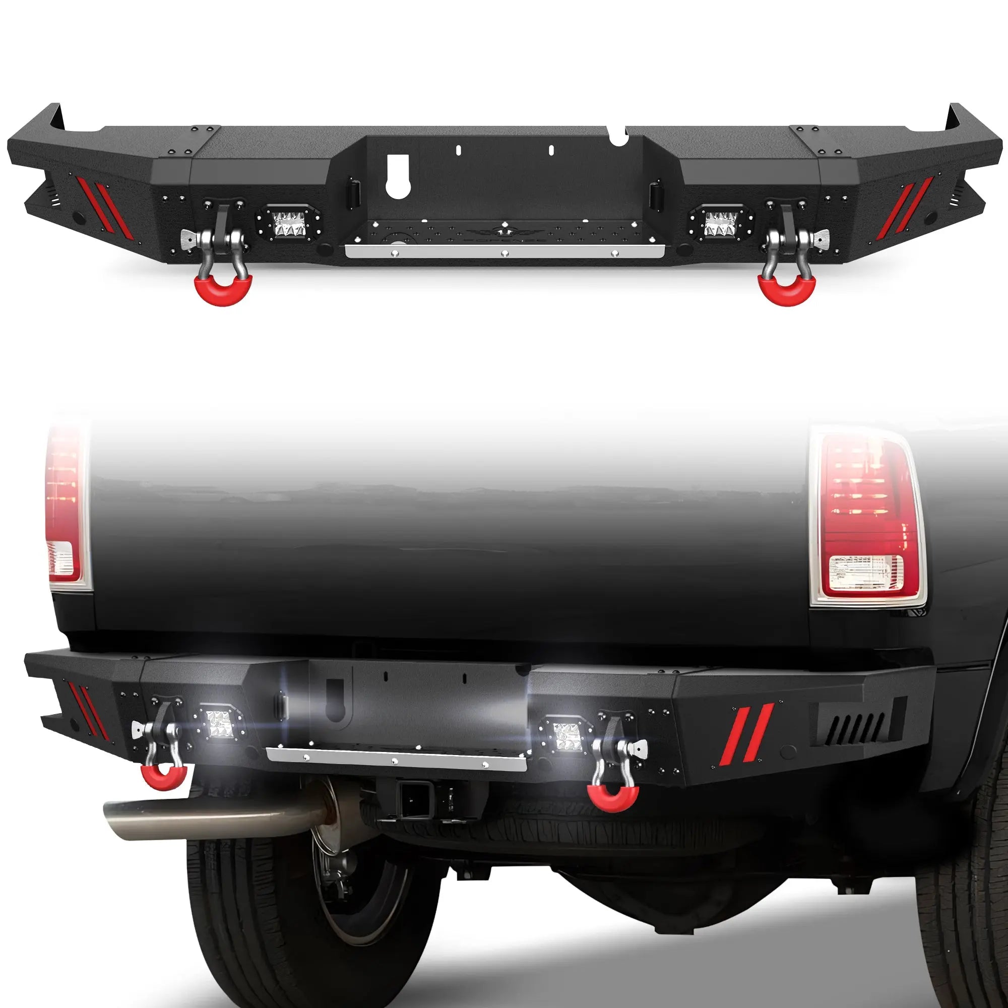 Longsun Ram 2500 Rear Bumper Compatible with 2010-2018 Dodge Ram 2500 3500 Black Pickup Truck Bumper