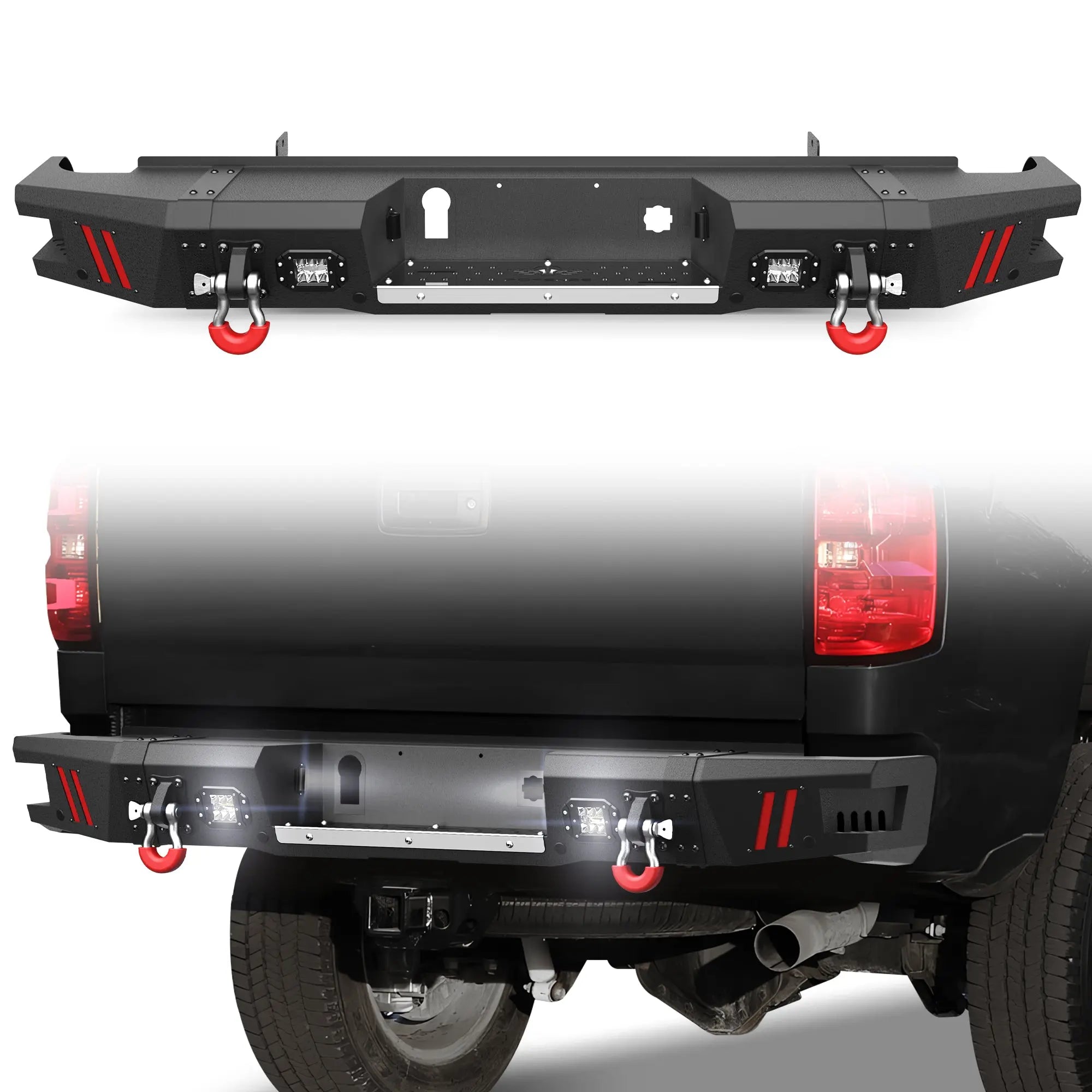 Longsun 2015-2019 Chevy Silverado/ GMC Sierra 2500 Bumper with Winch Plate & Bright LED Lights