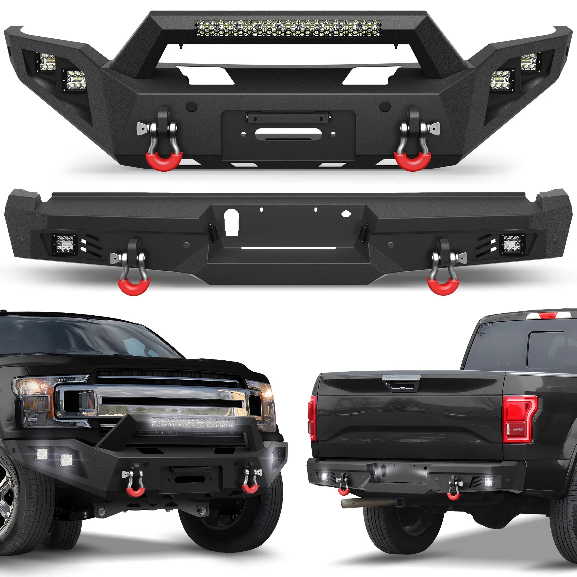 Longsun F150 Front and Rear Bumper Set for 2018 2019 2020 Ford F150 Pickup Truck (Not Fit Raptor)
