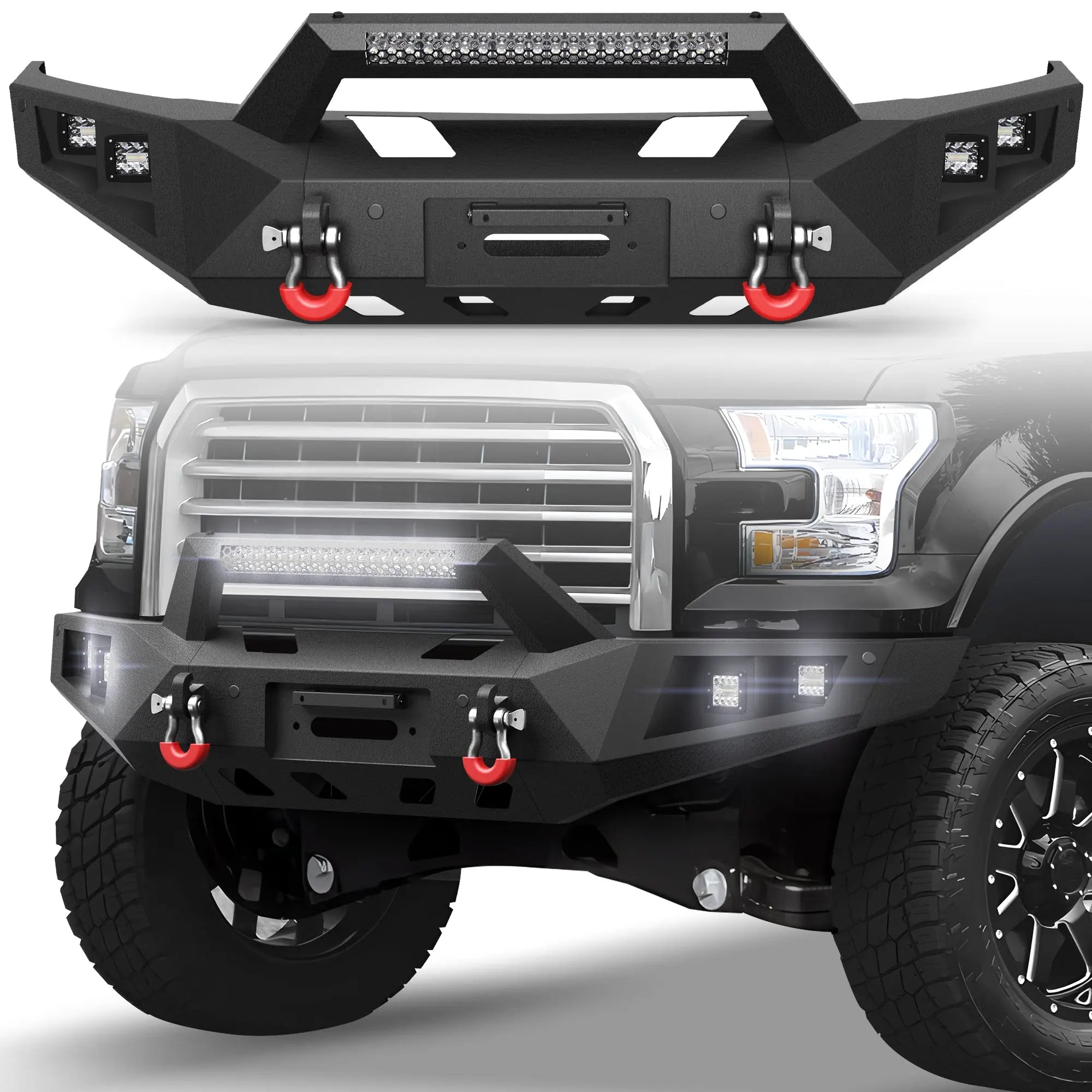Longsun Front Bumper Offroad Bumper for 2015 2016 2017 Ford F150 Pickup Truck (Excluding Raptor & Ecoboost)