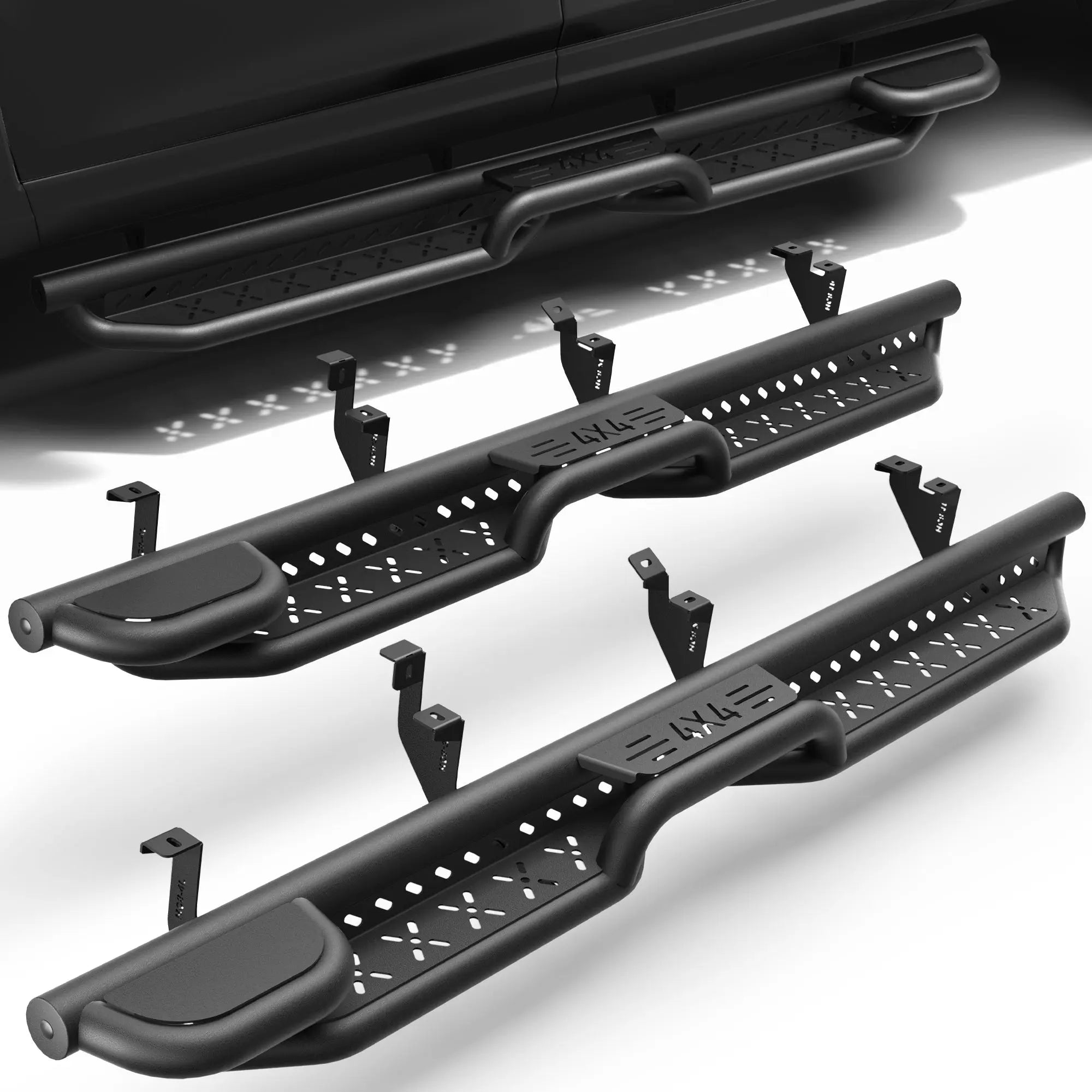 Running Boards for 2017–2025 Honda Ridgeline, Dual Raised Step Side Steps, 550 LB Carbon Steel Nerf Bars