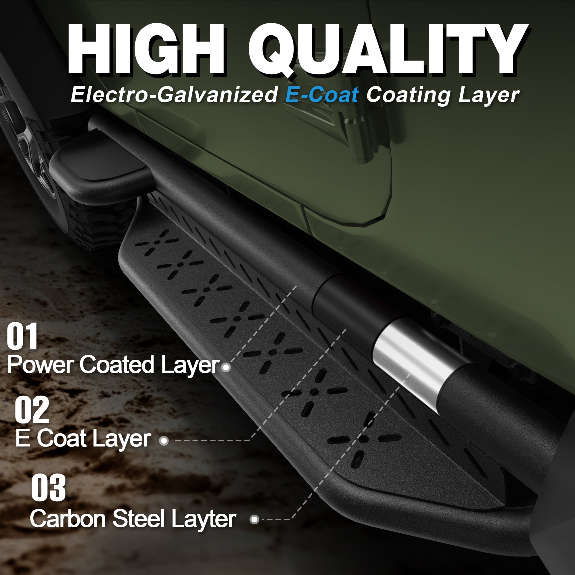F150 Running Boards Side Steps Compatible for 2015-2025 Ford F150 and 2017-2025 Ford F250/350 Regular Cab 2 Doors Only