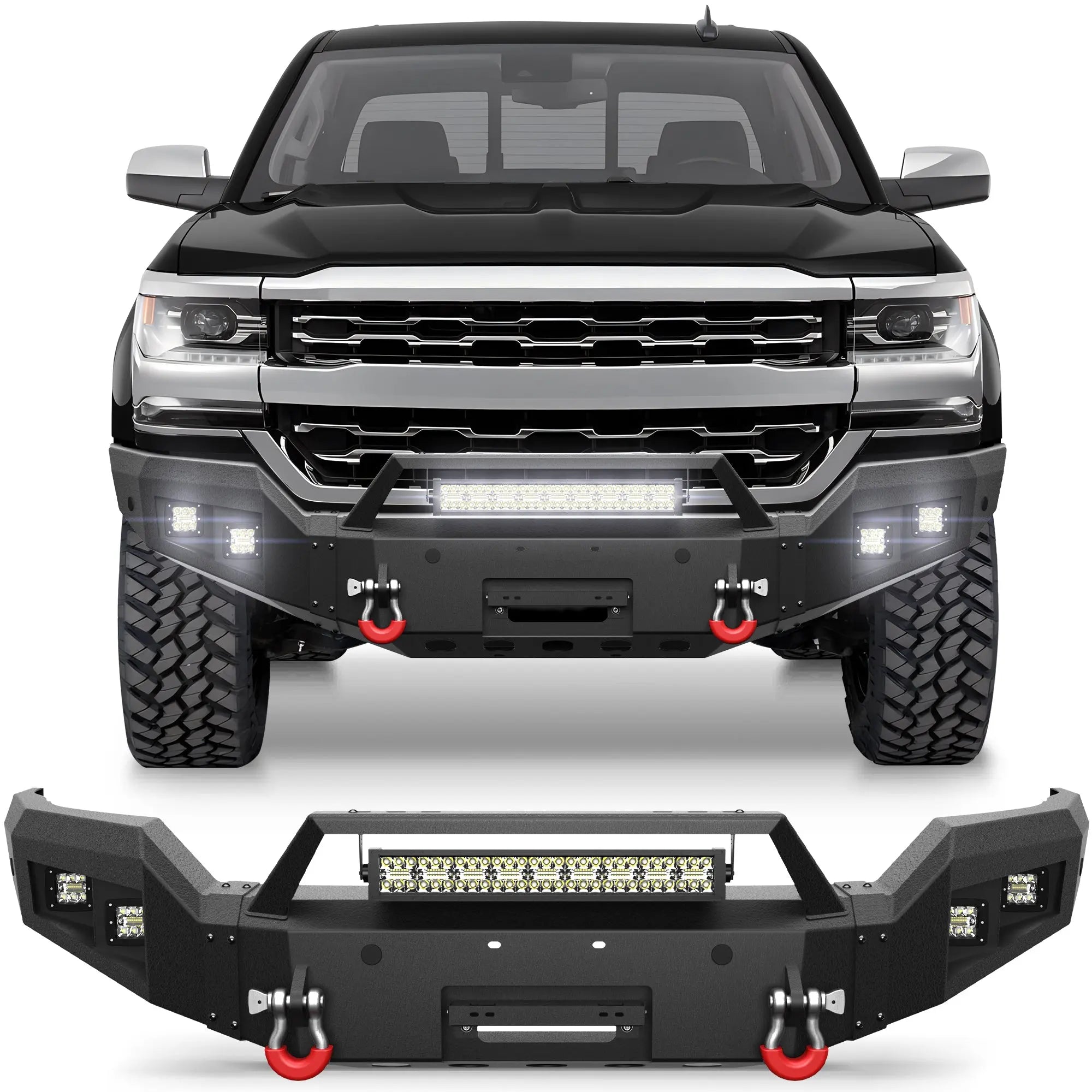 Longsun 2016 2017 2018 Silverado 1500 Front Bumper for Chevrolet Silverado 1500 w/Winch Plate