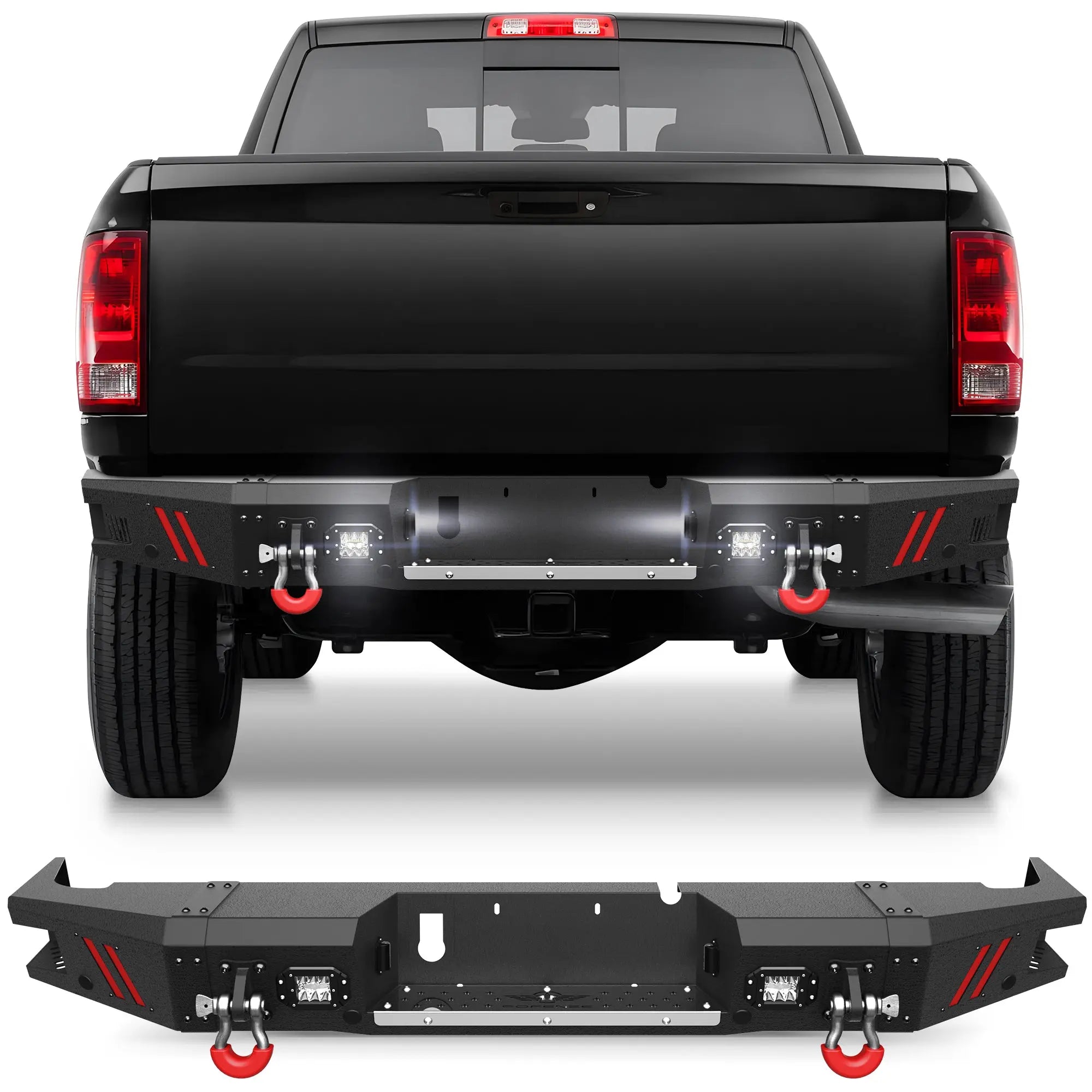 Longsun Ram 2500 Rear Bumper Compatible with 2010-2018 Dodge Ram 2500 3500 Black Pickup Truck Bumper
