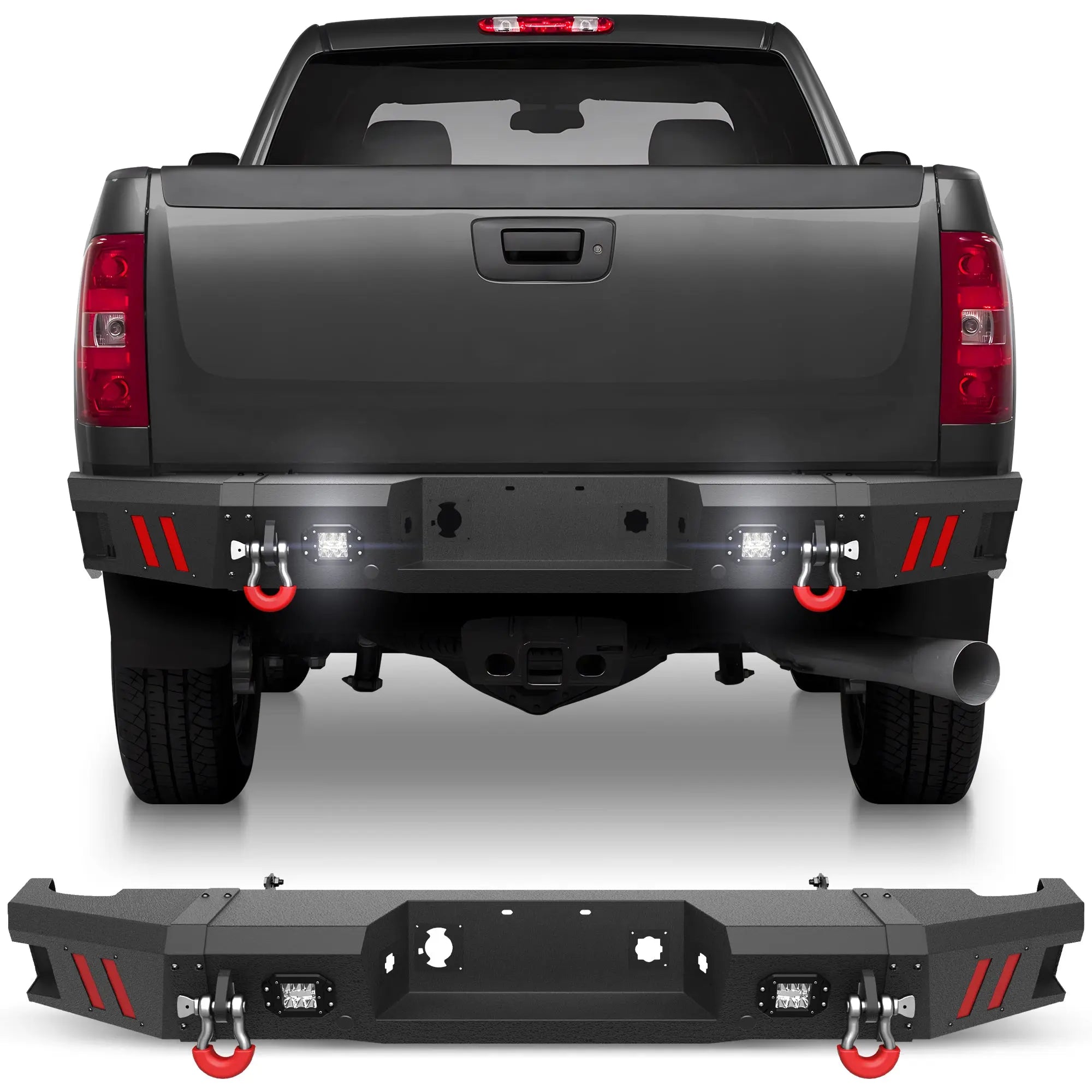 Longsun Sierra 2500/3500 HD Rear Bumper for 2011 2012 2013 2014 Chevy Silverado/GMC Sierra 2500/3500 HD