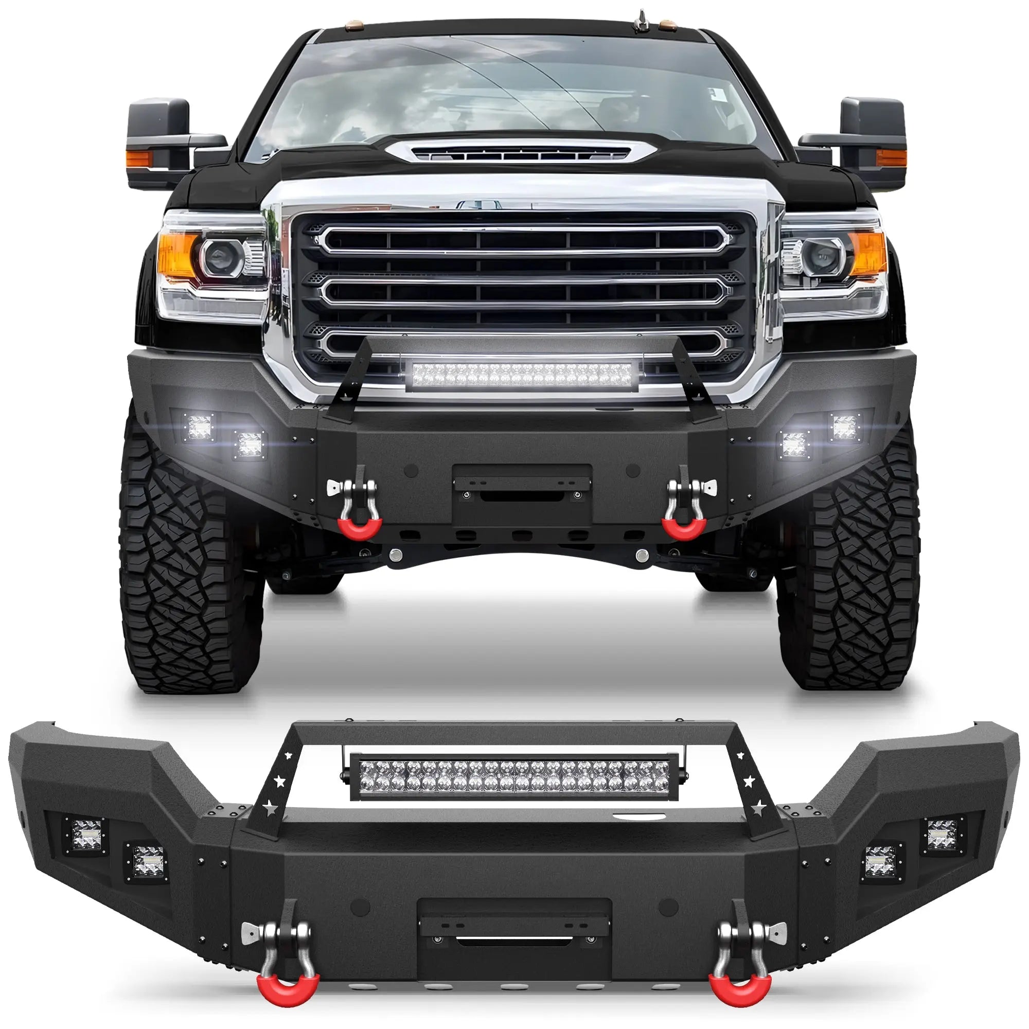 Longsun Front Bumper Compatible with GMC Sierra 2500/3500 HD 2015 2016 2017 2018 2019 with Winch Plate