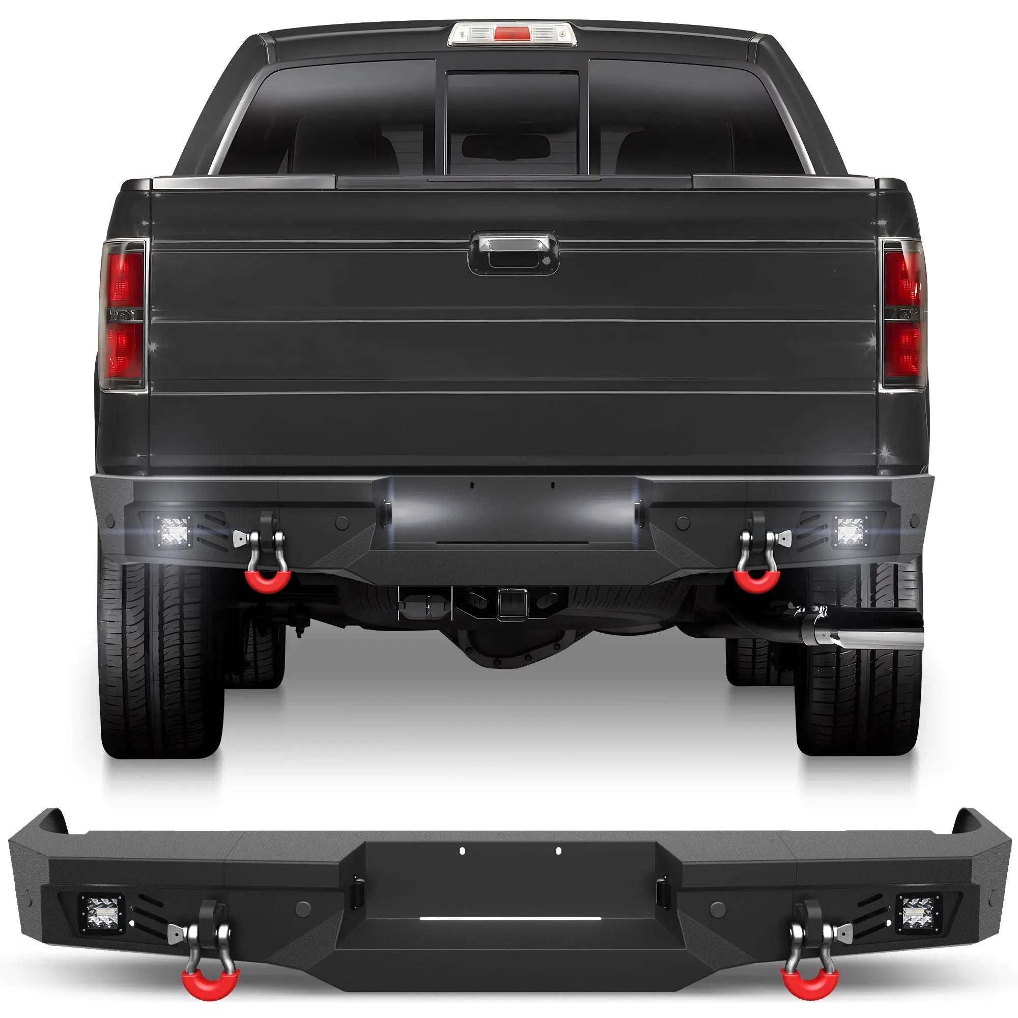 Longsun F150 Rear Bumper for 2009 2010 2011 2012 2013 2014 Ford F150 Pickup (Excluding Raptor)
