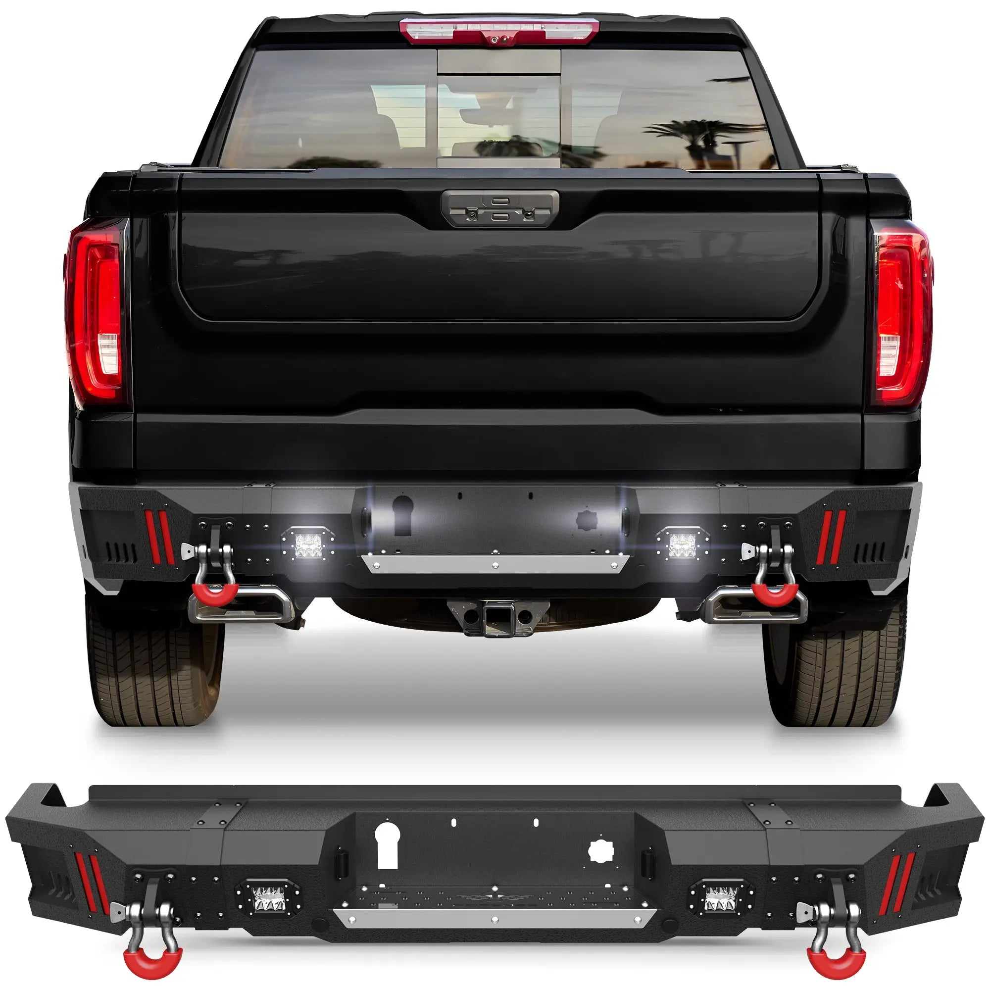 Longsun Silverado/Sierra 1500 Rear Bumper for 2019-2025 Chevy Silverado 1500/GMC Sierra 1500