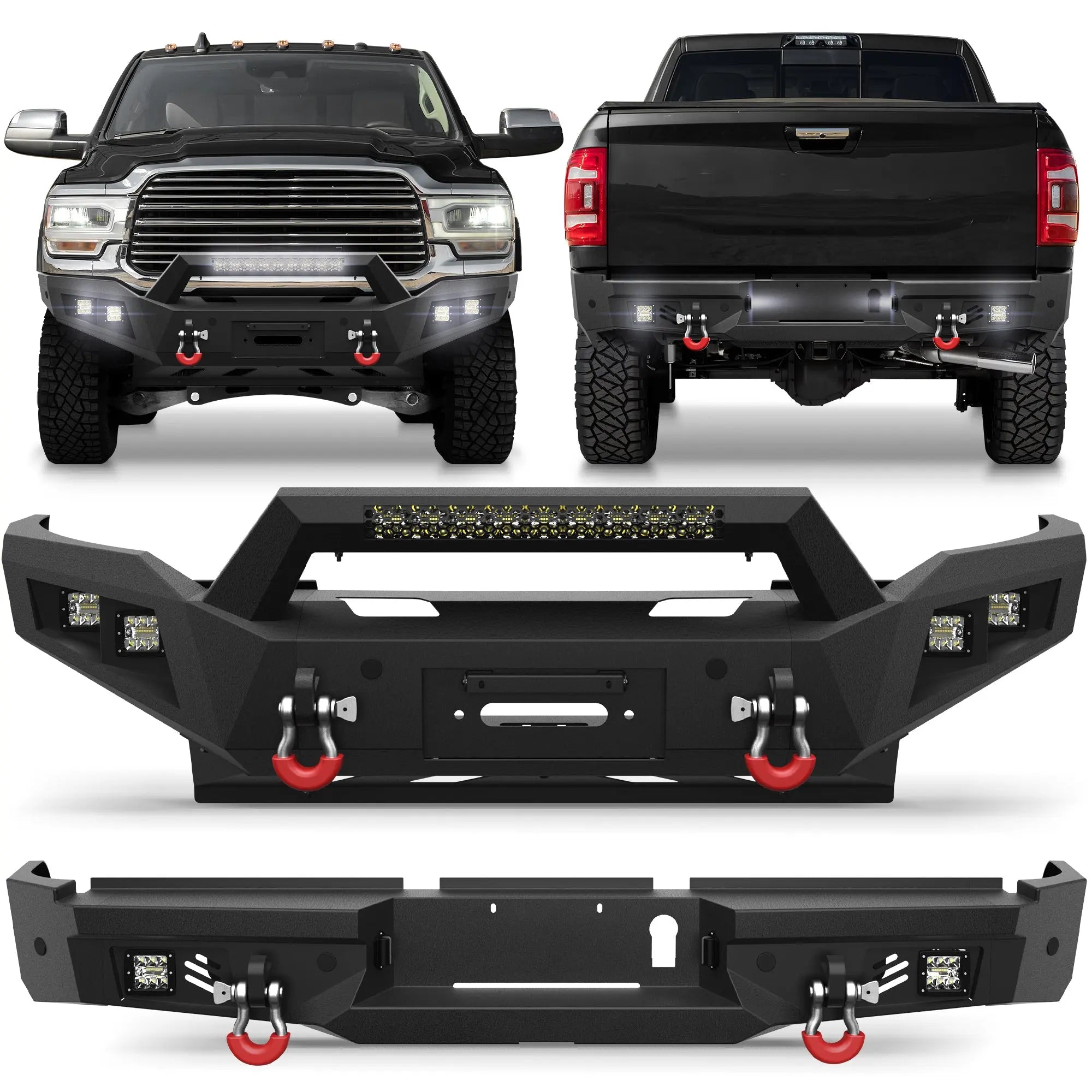 Longsun Ram Front & Rear Bumper for 2019 2020 2021 2022 2023 2024 2025 2026 Ram 2500 & 3500