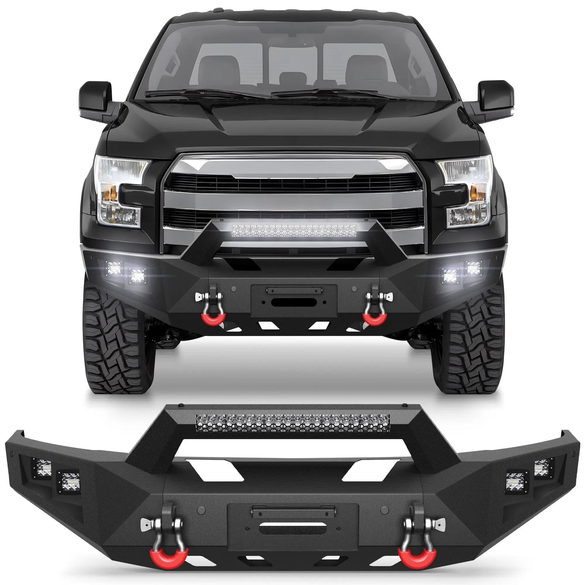 Longsun Front Bumper Offroad Bumper for 2015 2016 2017 Ford F150 Pickup Truck (Excluding Raptor & Ecoboost)