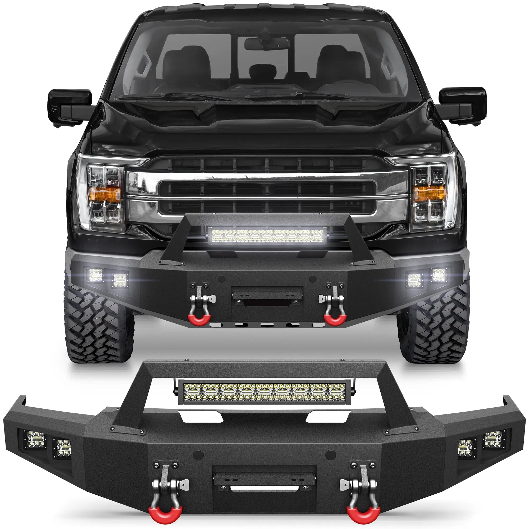 Longsun F150 Front Bumper Fits 2021 2022 2023 2024 Ford F150 w/Winch Plate (Excluding Lighting EV & Raptor)