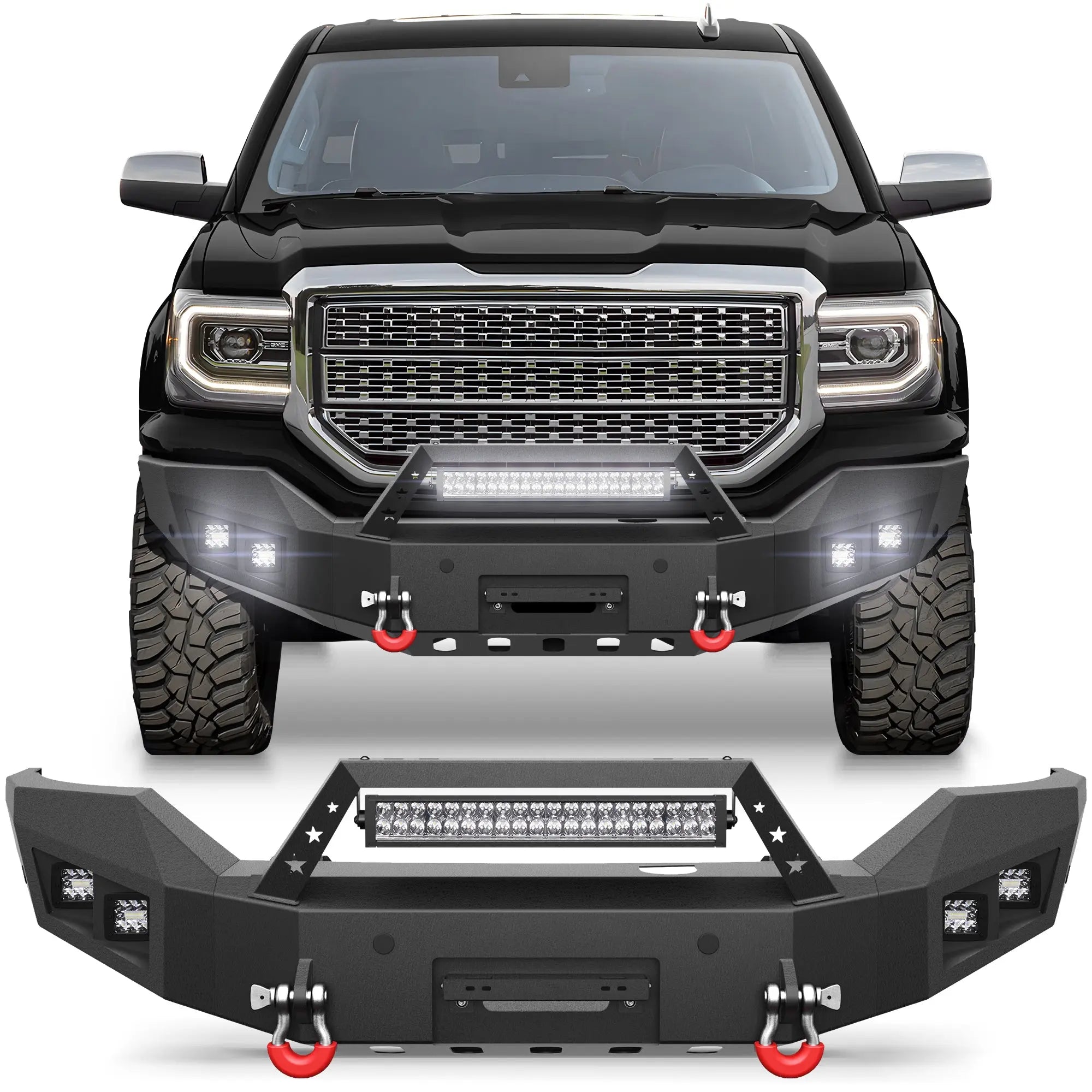 Longsun Sierra 1500 Front Bumper for 2016 2017 2018 GMC Sierra 1500 w/Winch Plate