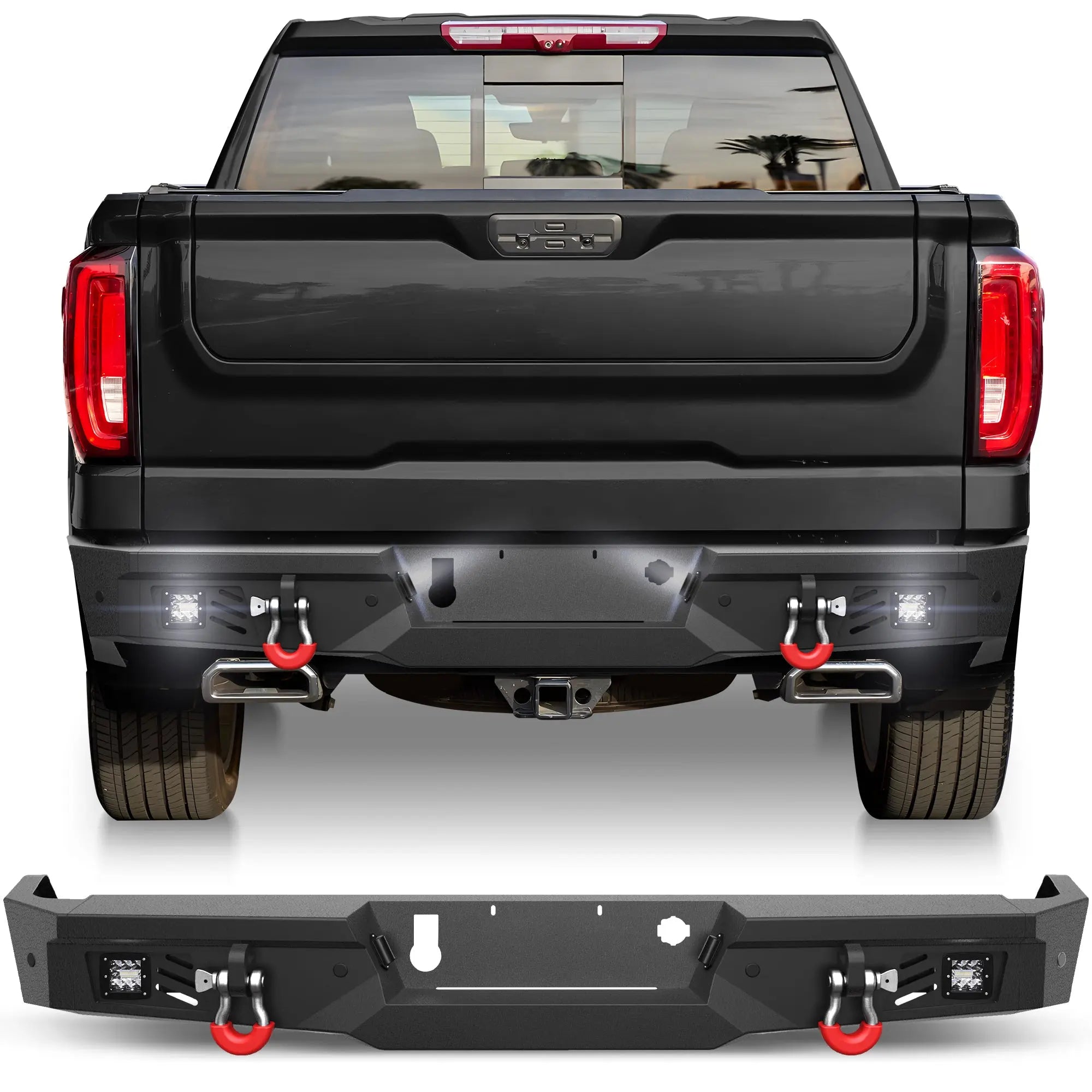 Longsun Silverado 1500 Rear Bumper for 2019 2020 2021 2022 2023 2024 2025 Chevy Silverado 1500 / GMC Sierra 1500