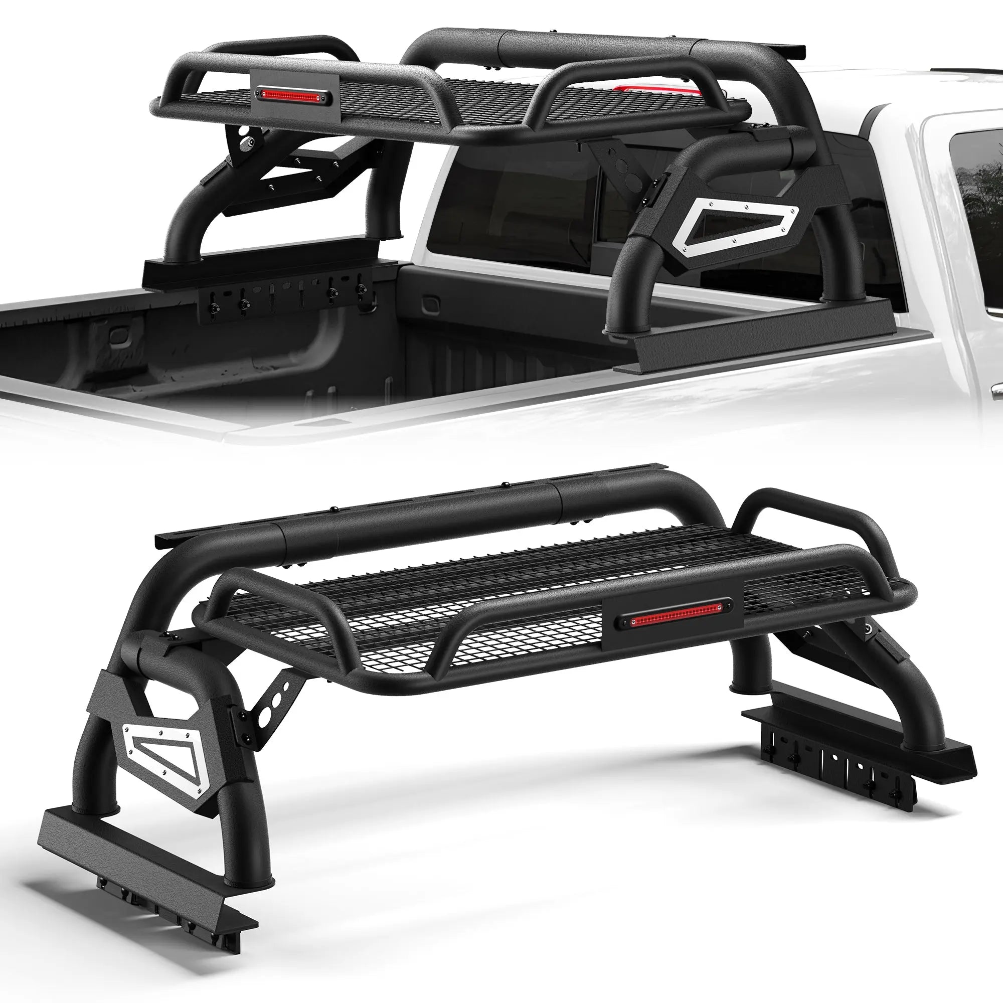 Truck Roll Bar with Cargo Basket for F-150, Ram 1500, Silverado 1500, Sierra 1500, Tundra & Titan, Steel Chase Rack Sport Bar