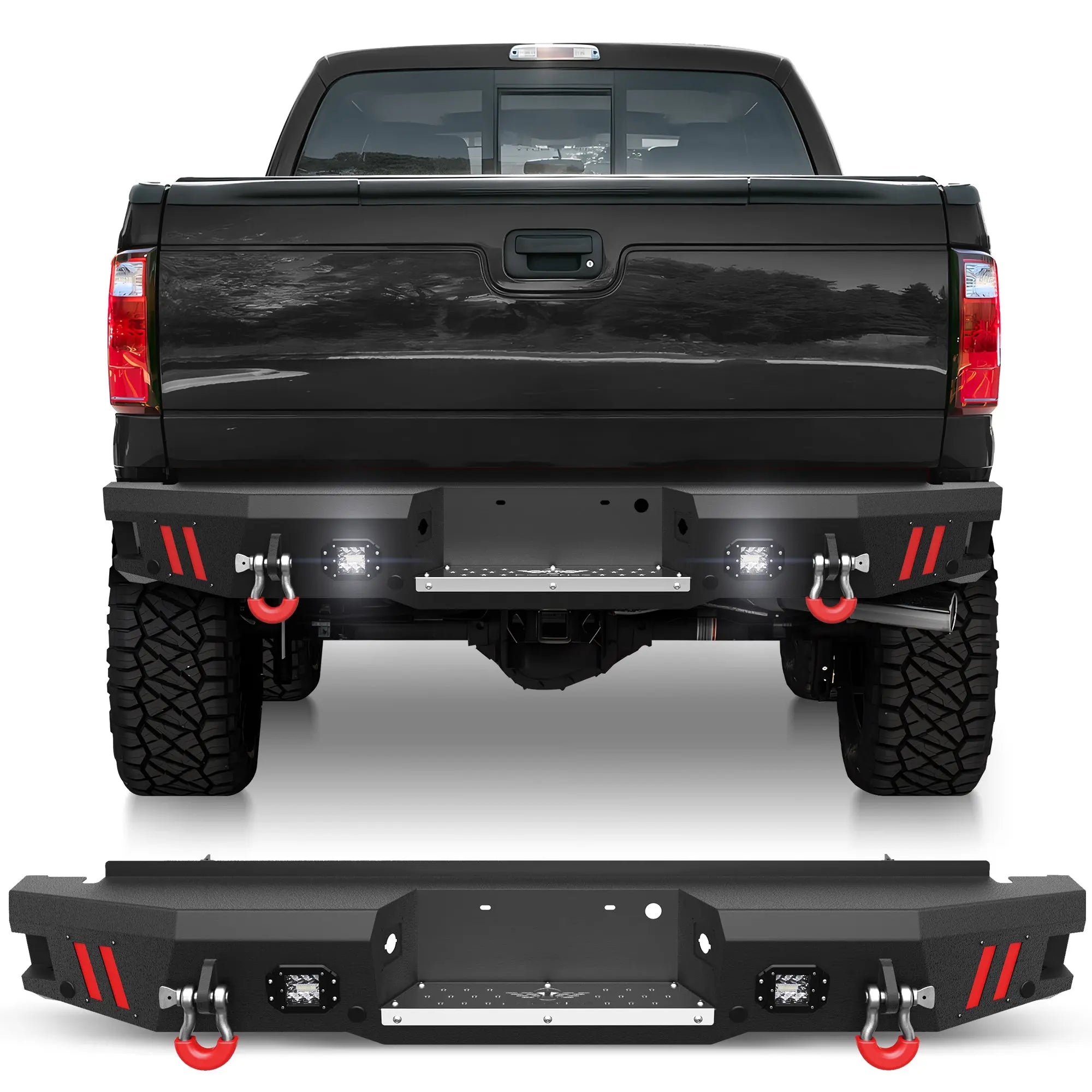 Longsun F250 Rear Bumper Full Width for 1999-2016 Ford F250/F350/F450