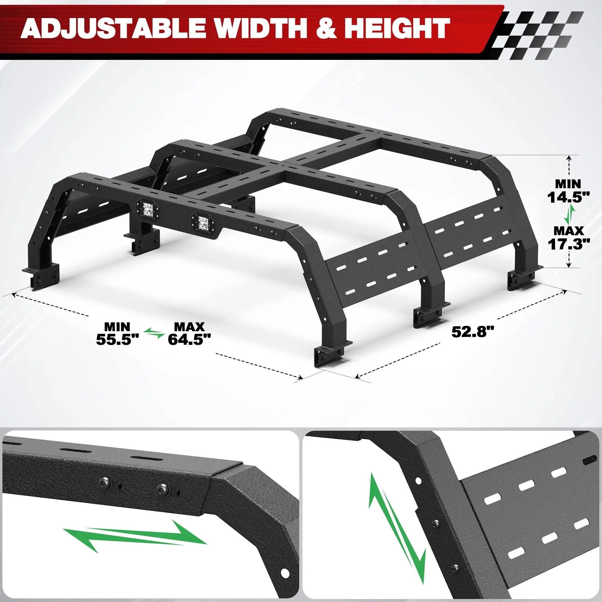 Truck Bed Rack for Full Size Pickup Trucks Without Bed Rails