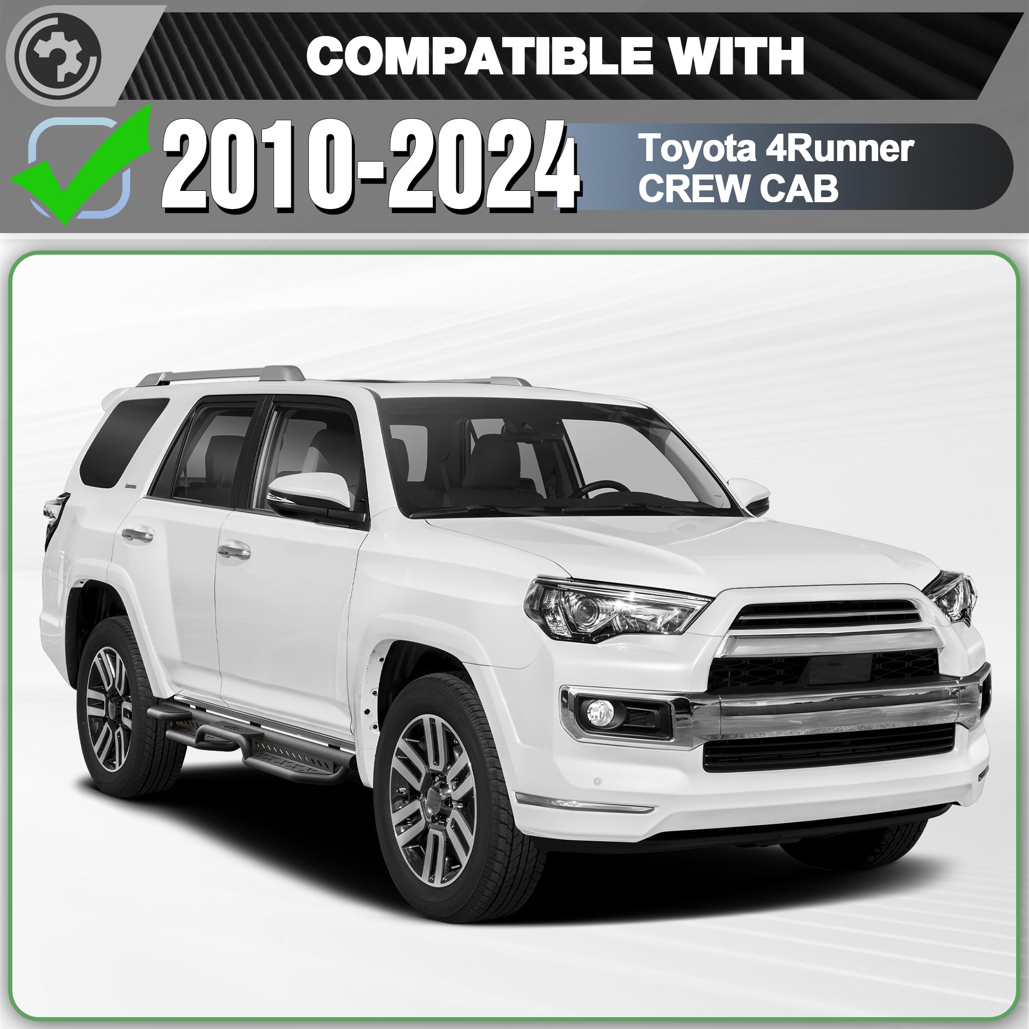 Running Boards Side Steps Compatible with 2014-2024 Toyota 4Runner SR5, 2015-2024 TRD Pro & 2017-2024 TRD 2PCS Nerf Bars
