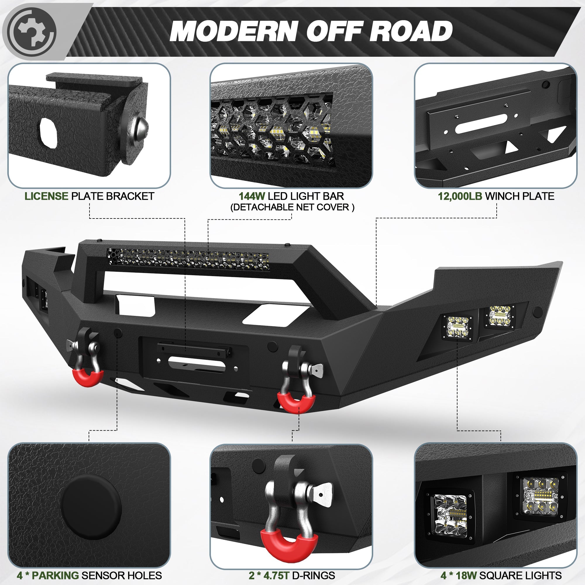 2005 2006 2007 F250 Front Bumper Truck Offroad Bumper w/Winch Plate for 2005-2007 Ford F250/F350/F450 Pickup Trucks - nadiaauto