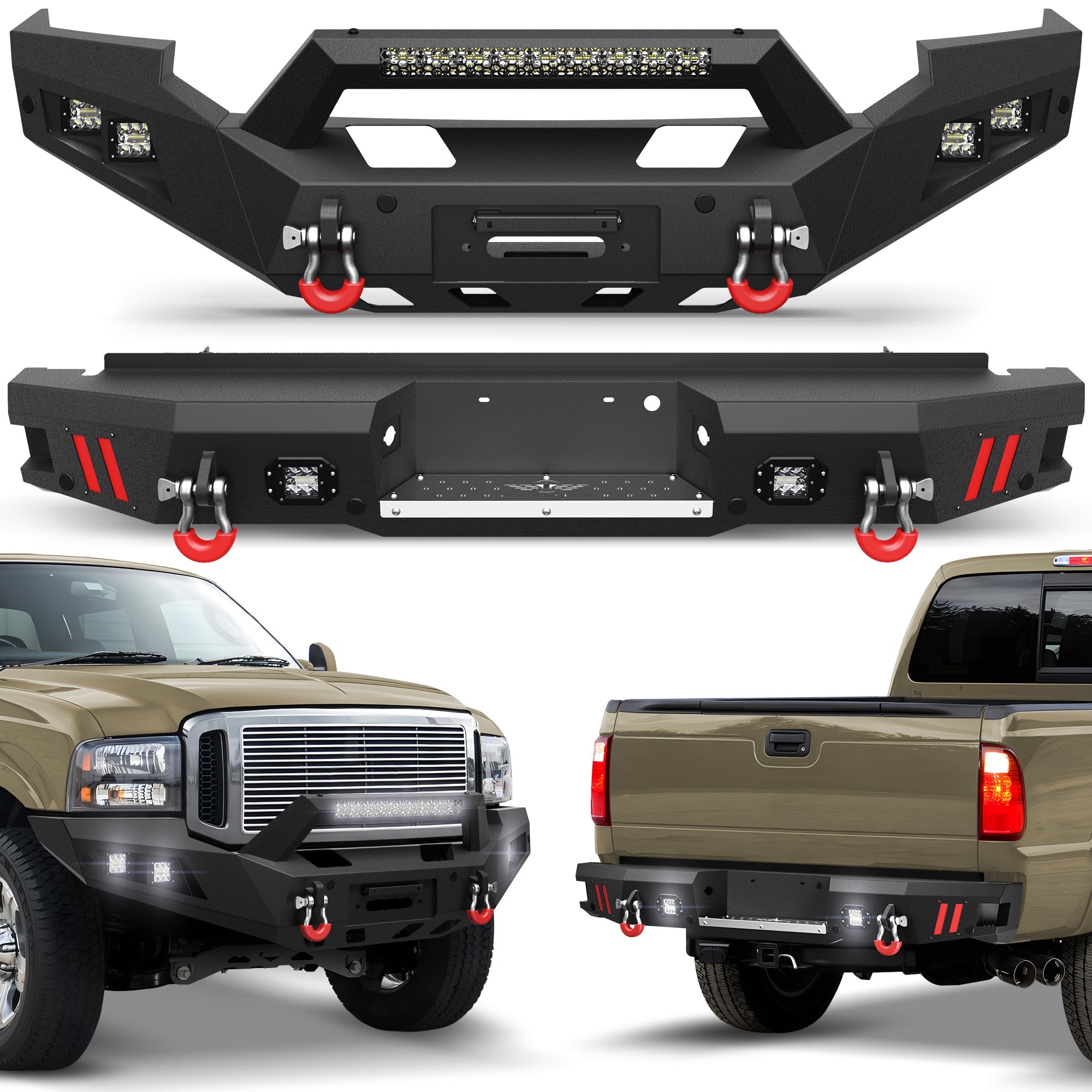 2005 2006 2007 F250 Front Bumper Truck Offroad Bumper w/Winch Plate for 2005-2007 Ford F250/F350/F450 Pickup Trucks - nadiaauto