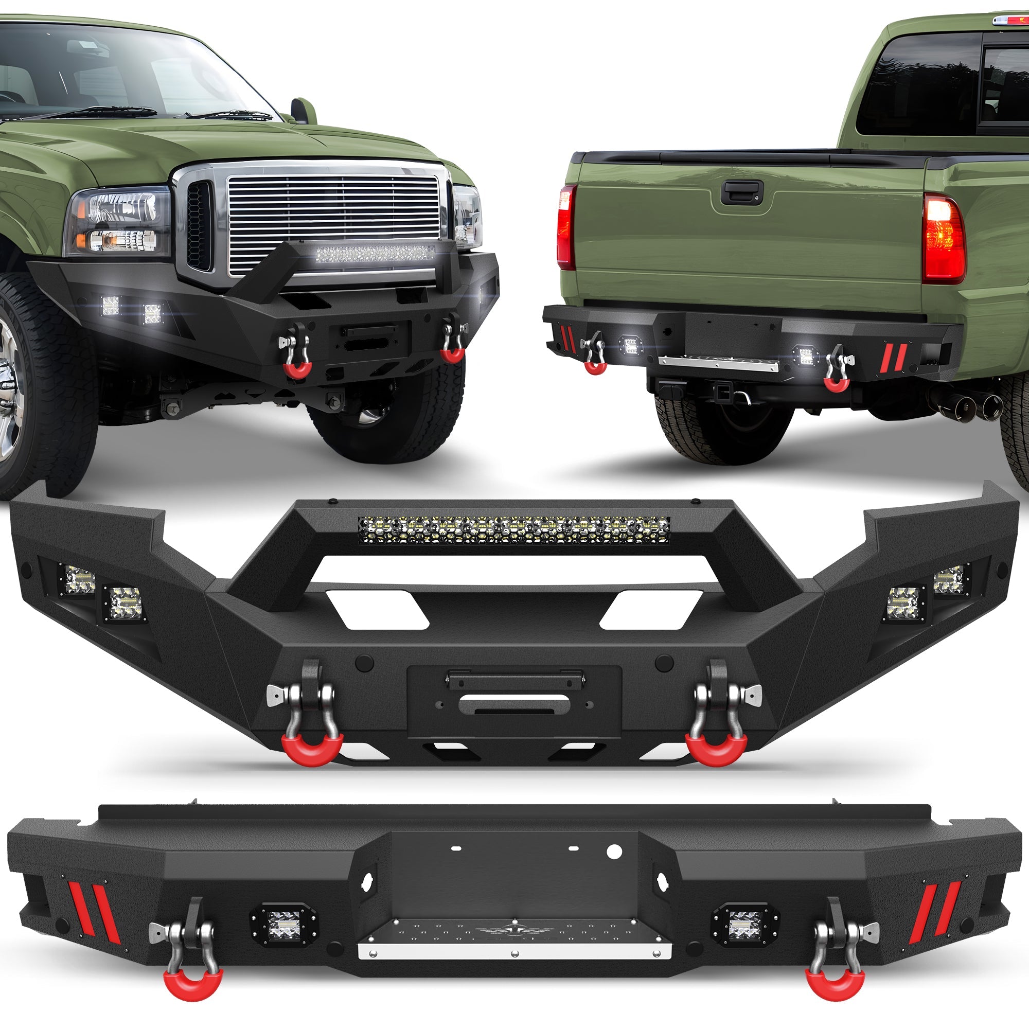 2005 2006 2007 F250 Front Bumper Truck Offroad Bumper w/Winch Plate for 2005-2007 Ford F250/F350/F450 Pickup Trucks - nadiaauto