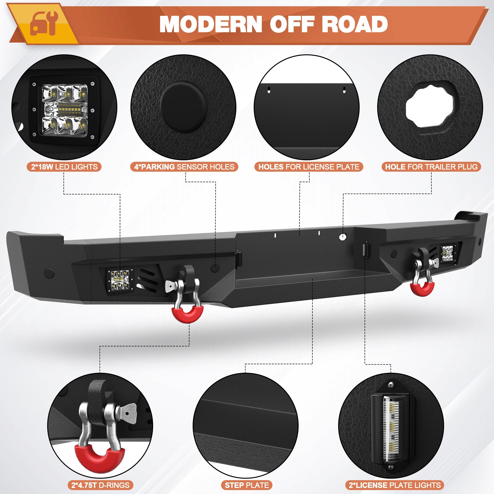 2006 2007 2008 F150 Rear Bumper Offroad Bumper for 2006 - 2008 Ford F150 Pickup Trucks - nadiaauto
