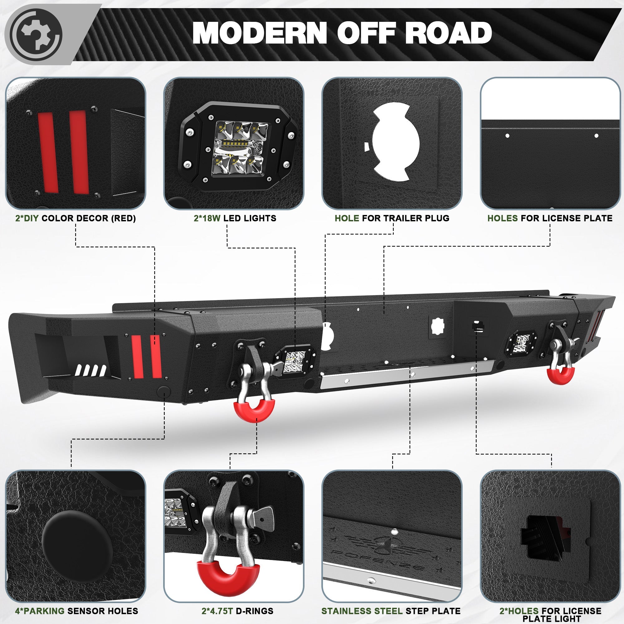 2007-2013 Chevy Silverado 1500 Bumper Set with Winch Plate & Bright LED Lights - nadiaauto