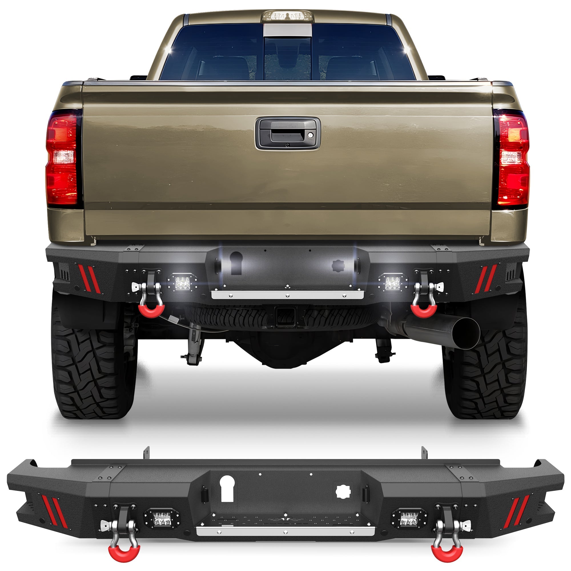 2015-2019 Chevy Silverado/ GMC Sierra 2500 Bumper with Winch Plate & Bright LED Lights - nadiaauto