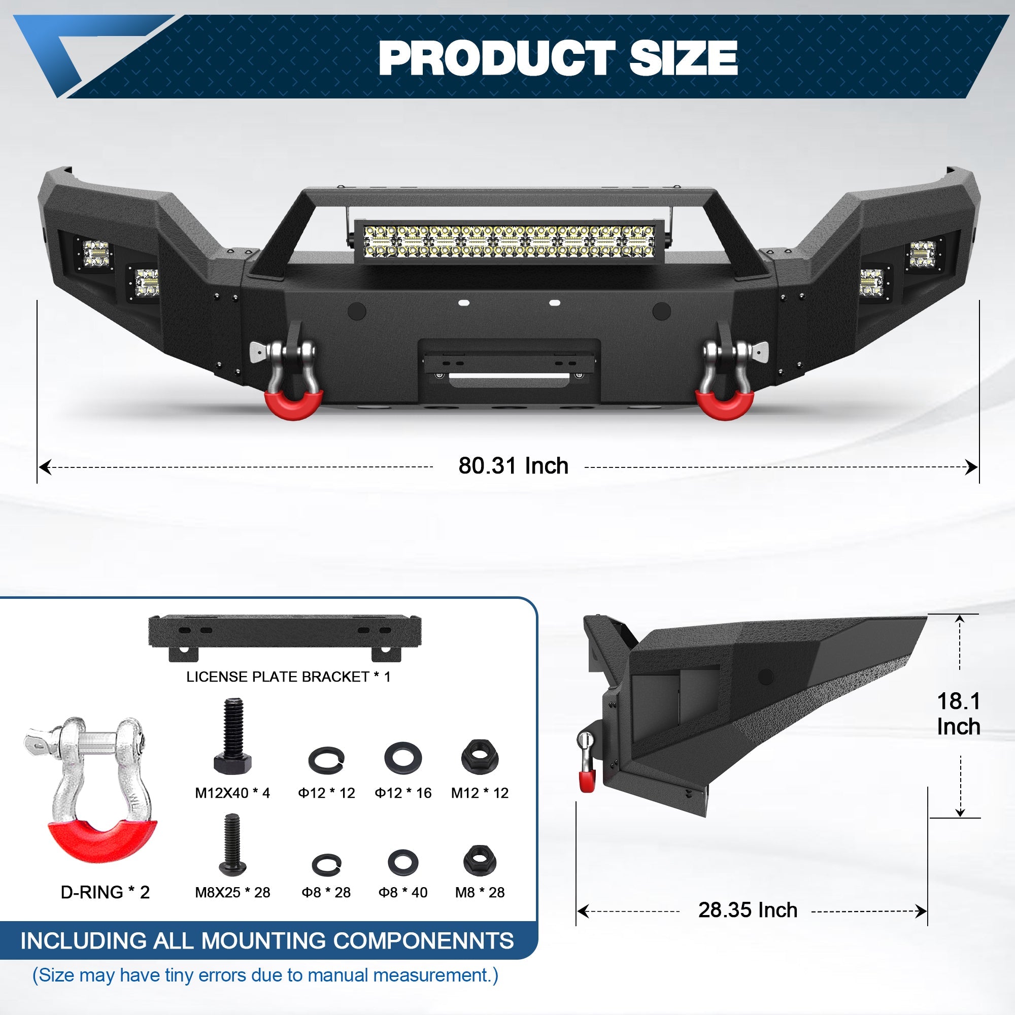2016 2017 2018 Silverado 1500 Front Bumper Compatible with Chevrolet Silverado 1500 w/Winch Plate Black Pickup Truck Bumper - nadiaauto