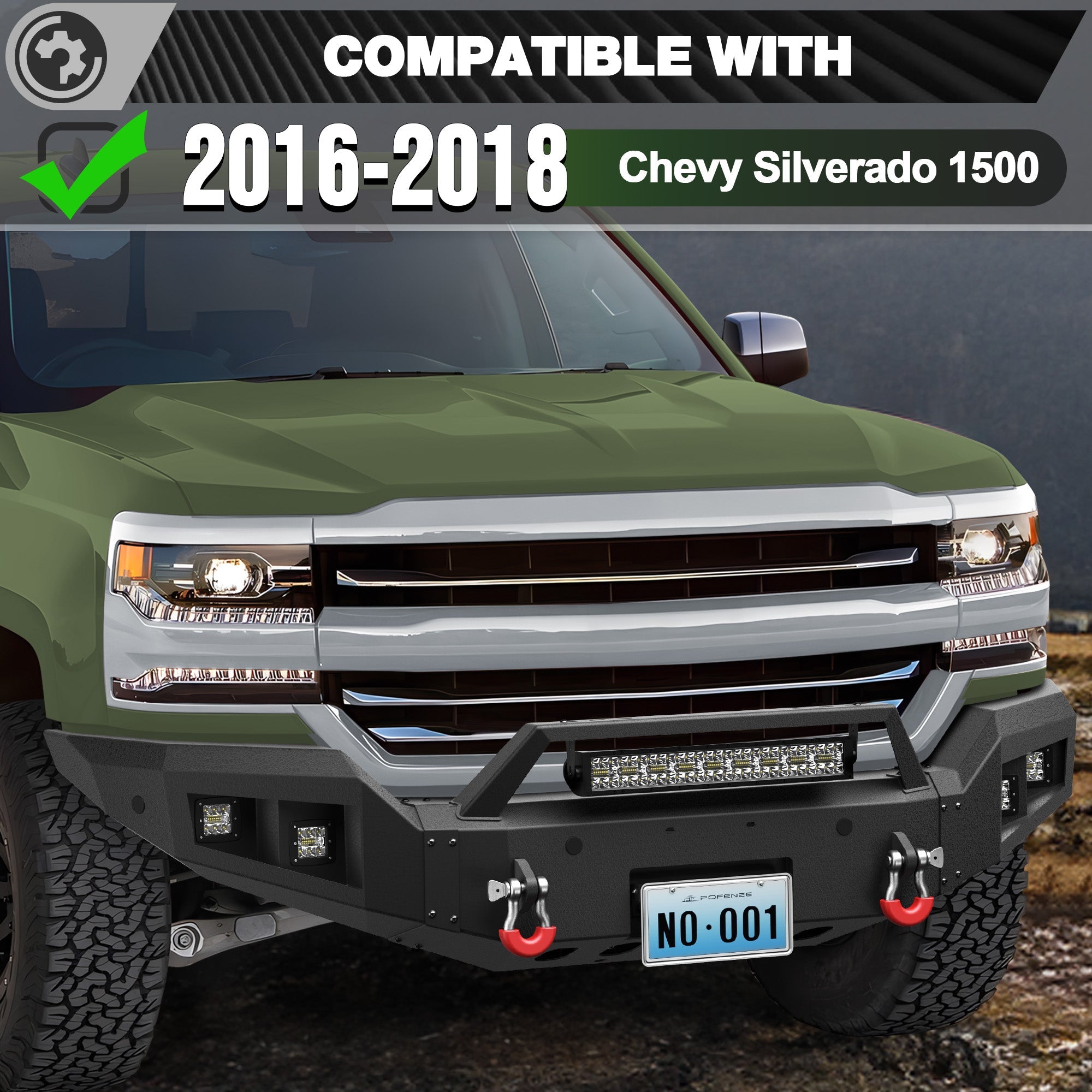 2016 2017 2018 Silverado 1500 Front Bumper for Chevrolet Silverado 1500 w/Winch Plate - nadiaauto
