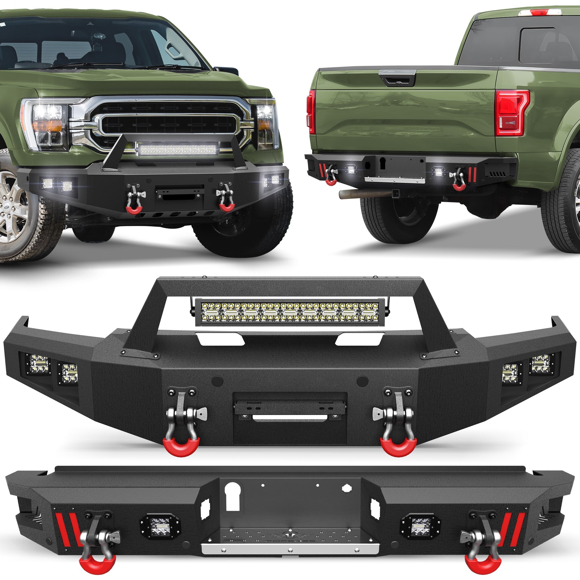 2021-2024 Ford F150 Bumper Set w/ Winch Plate - Excludes Lighting EV & Raptor - nadiaauto
