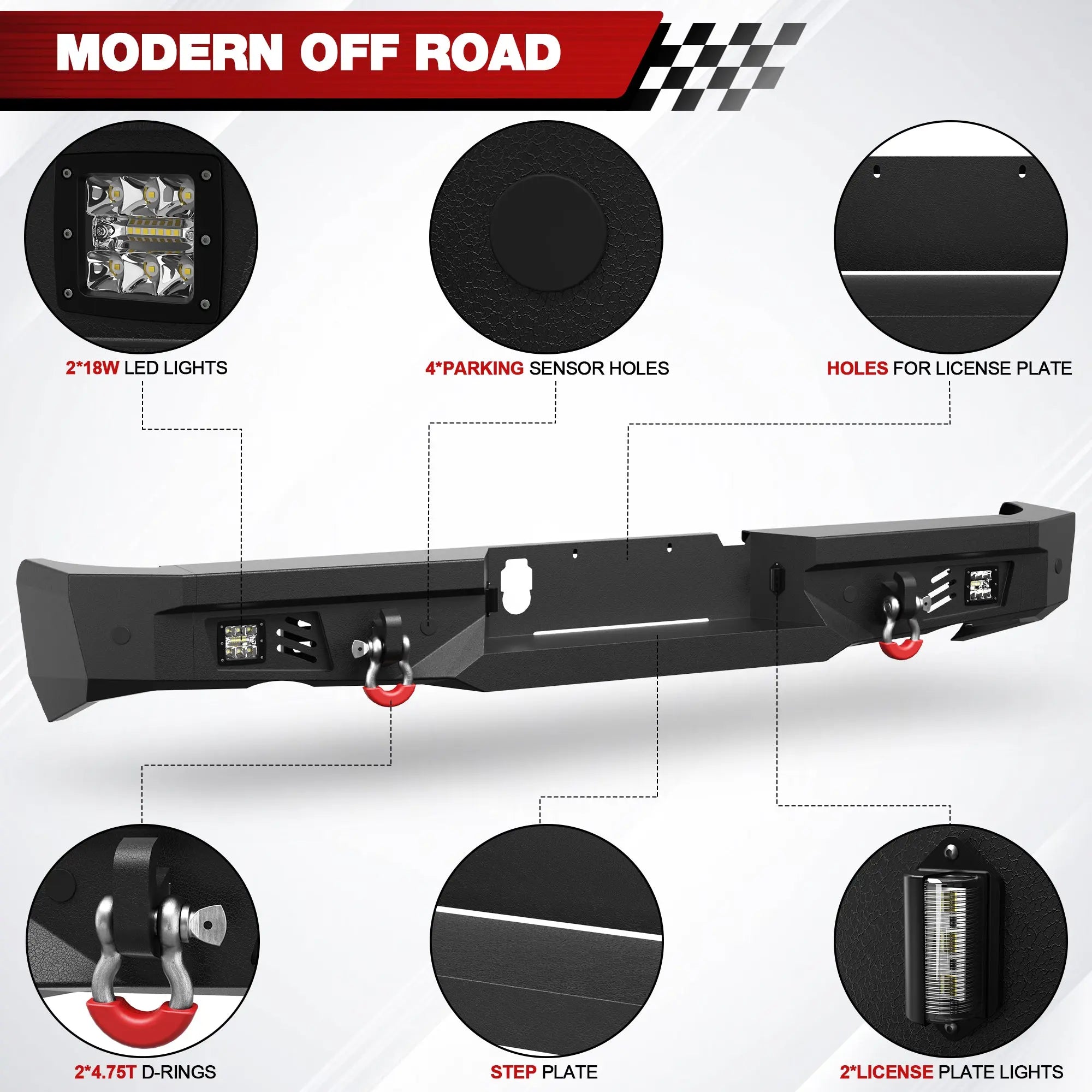 Longsun Ram 1500 Rebel Rear Bumper for 2015-2018 Ram 1500 Rebel Only