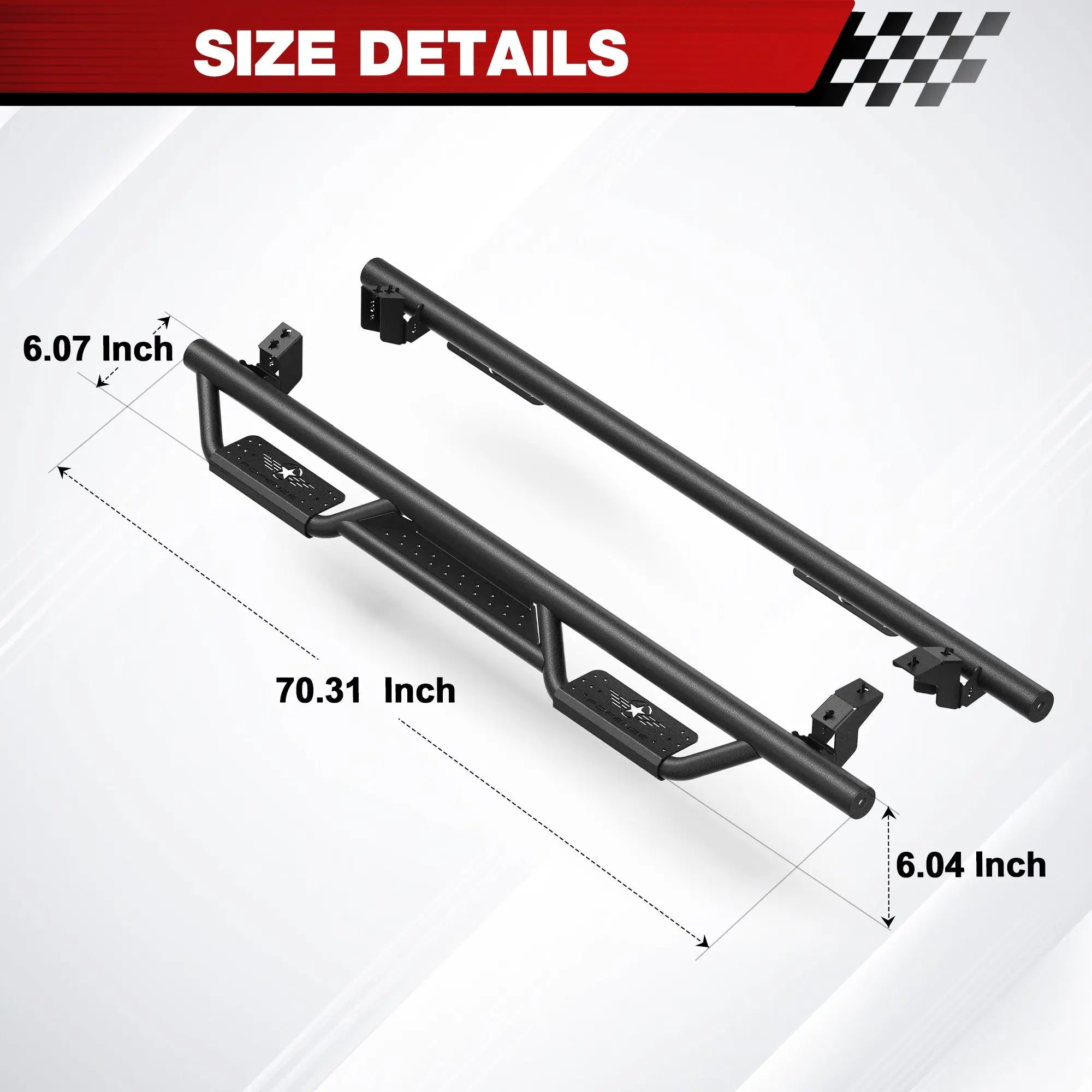 Running Boards for 2005–2023 Toyota Tacoma Access Cab, Drop Step Side Steps with 550 LB Capacity, Anti-Slip Steel Nerf Bars